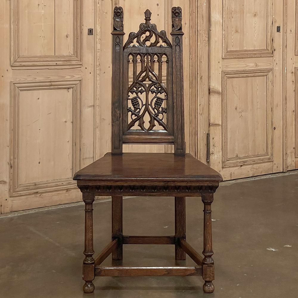 Hand-Carved 19th Century French Gothic Revival Chair For Sale