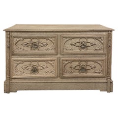 19th Century French Gothic Revival Commode ~ Chest of Drawers in Stripped Oak