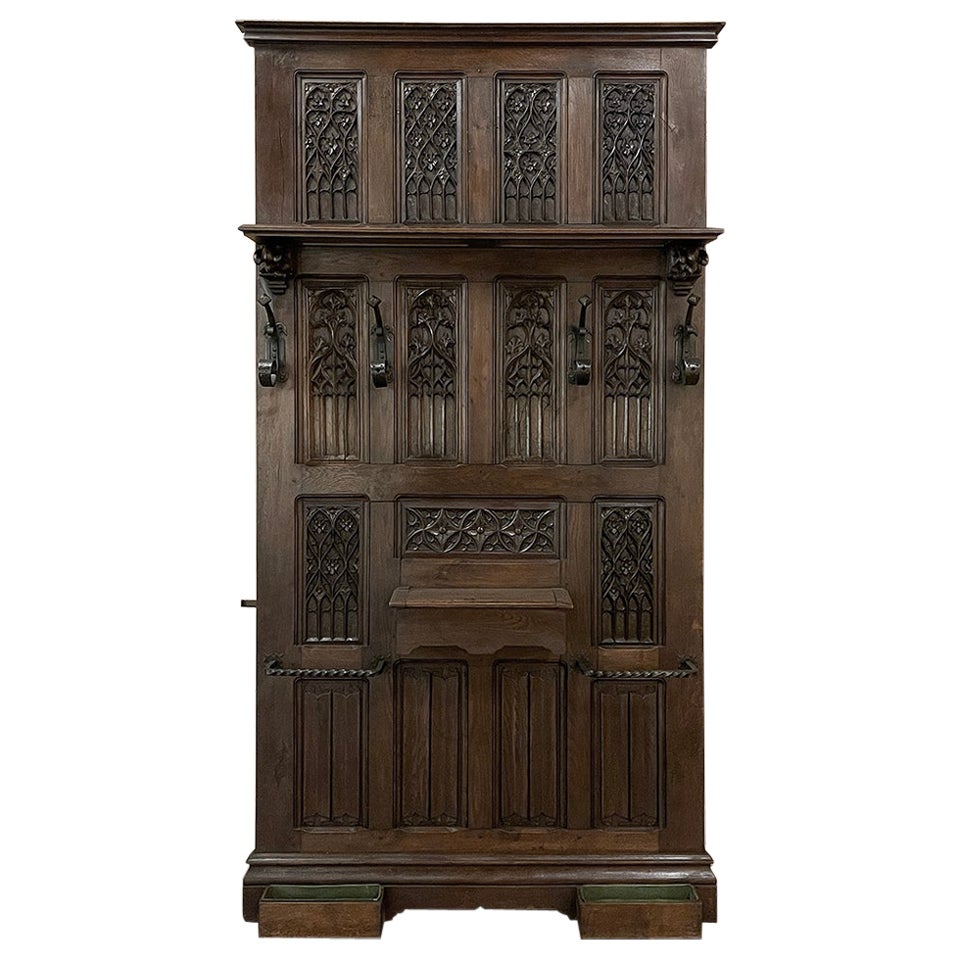 Arbre d'entrée Revive gothique français du 19e siècle ~ Porte-manteau