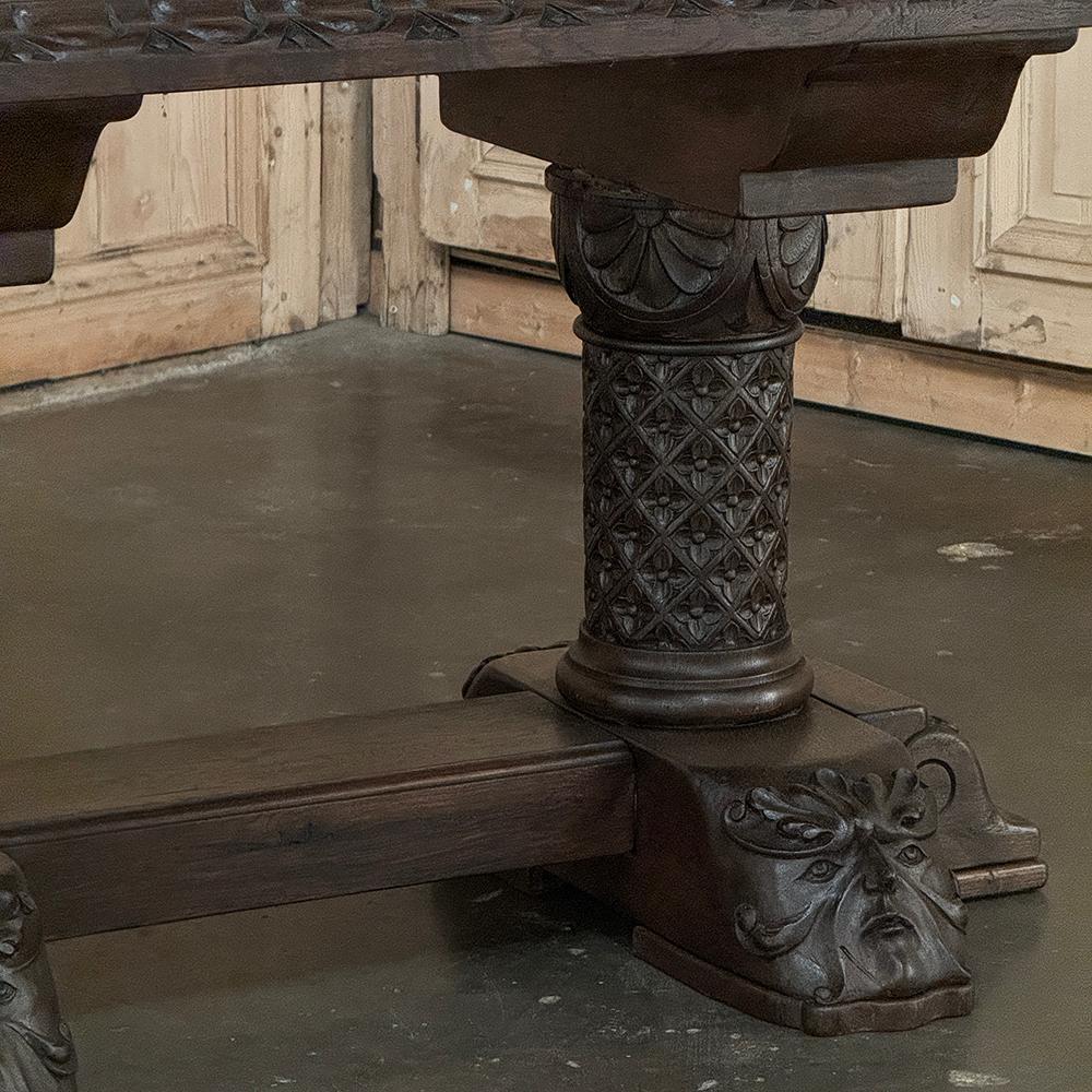 19th Century French Gothic Revival Library Table For Sale 4