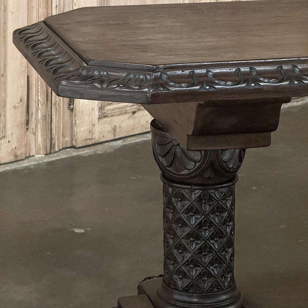 19th Century French Gothic Revival Library Table For Sale 11