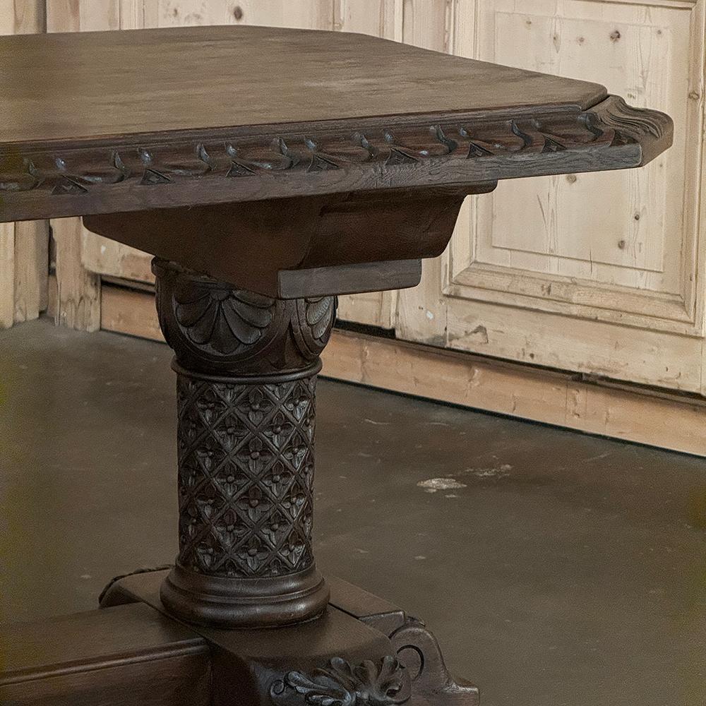 19th Century French Gothic Revival Library Table For Sale 3