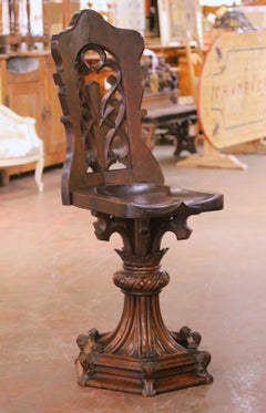 19th Century French Gothic Revival Oak Ecclesiastical Church Chair
