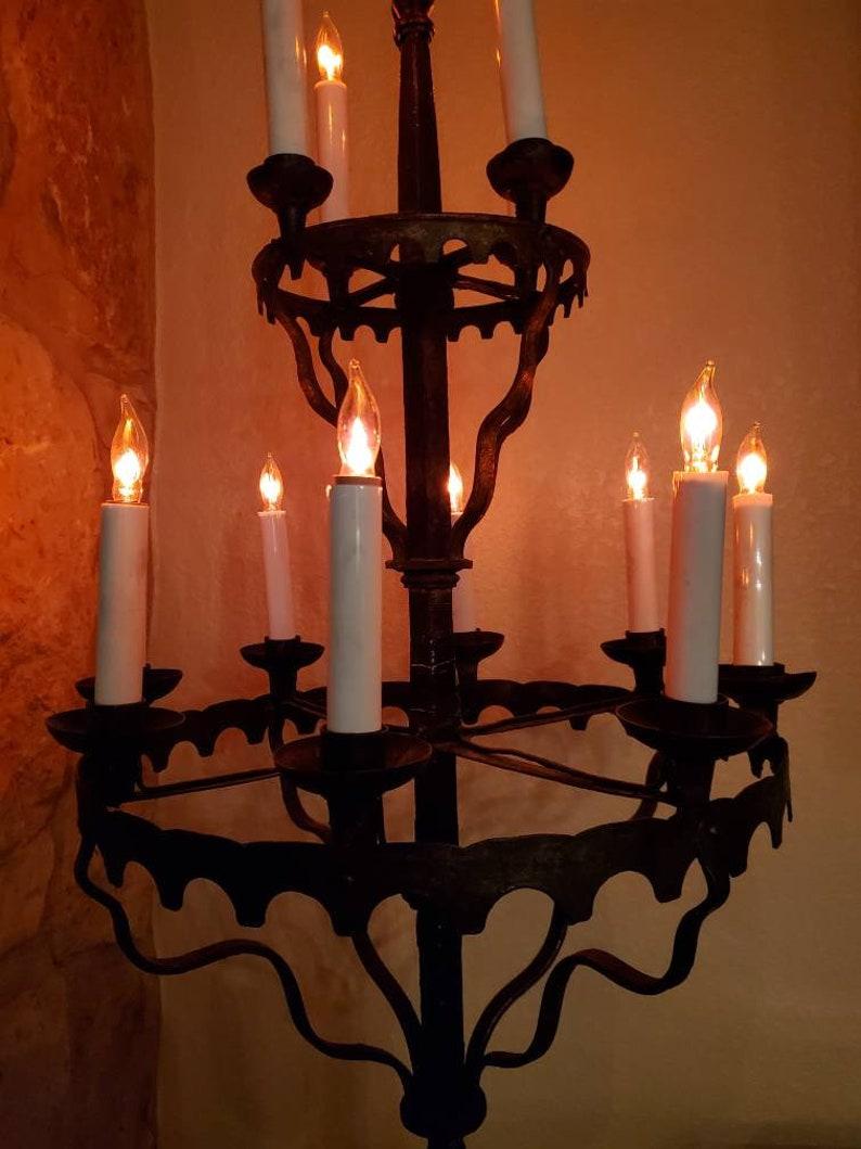 19th Century French Gothic Revival Wrought Iron Candelabra  In Good Condition In Forney, TX