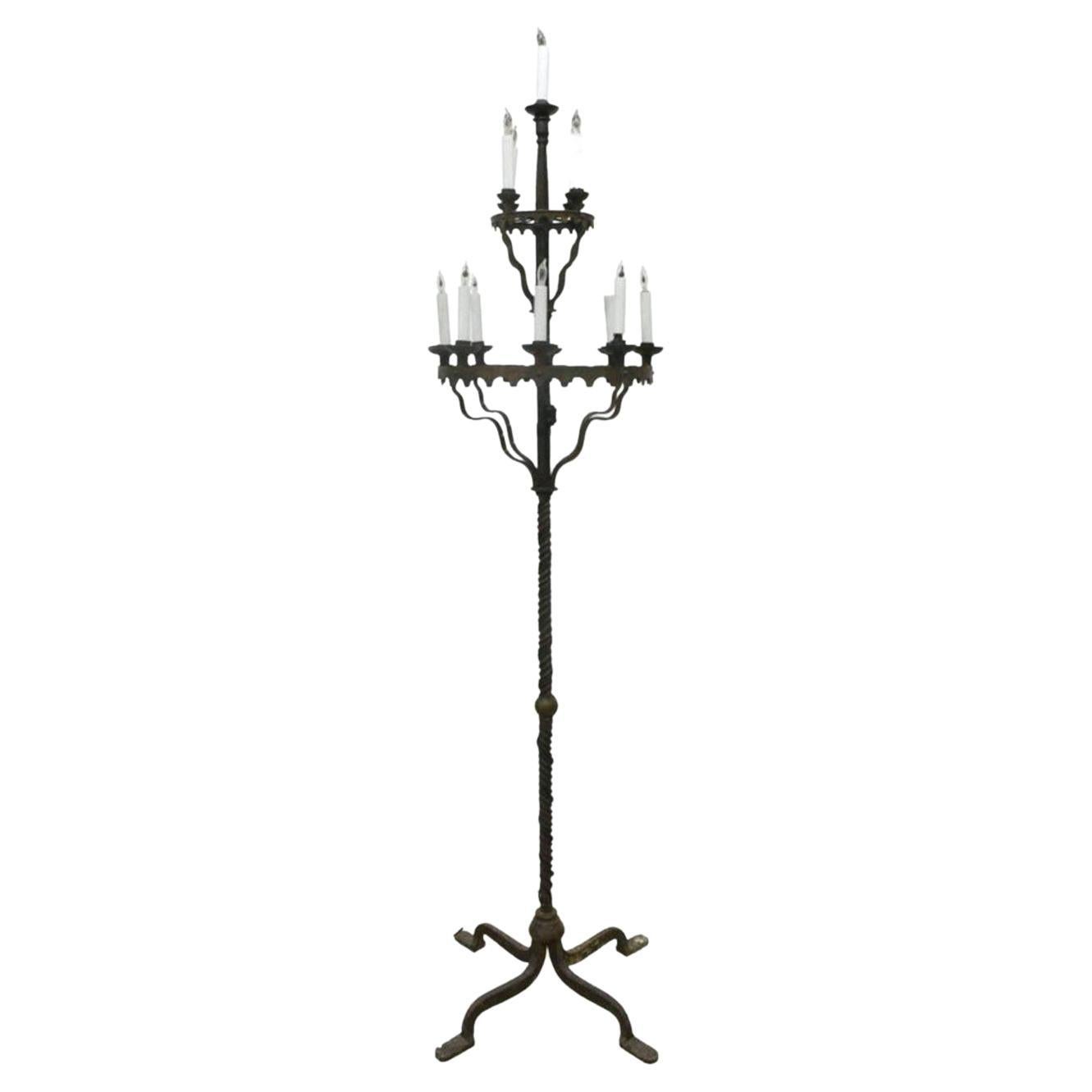 19th Century French Gothic Revival Wrought Iron Candelabra 
