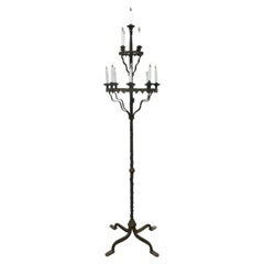 Antique 19th Century French Gothic Revival Wrought Iron Candelabra 