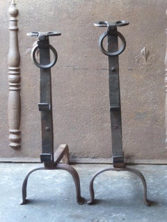 19th Century French Gothic Style Andirons or Firedogs