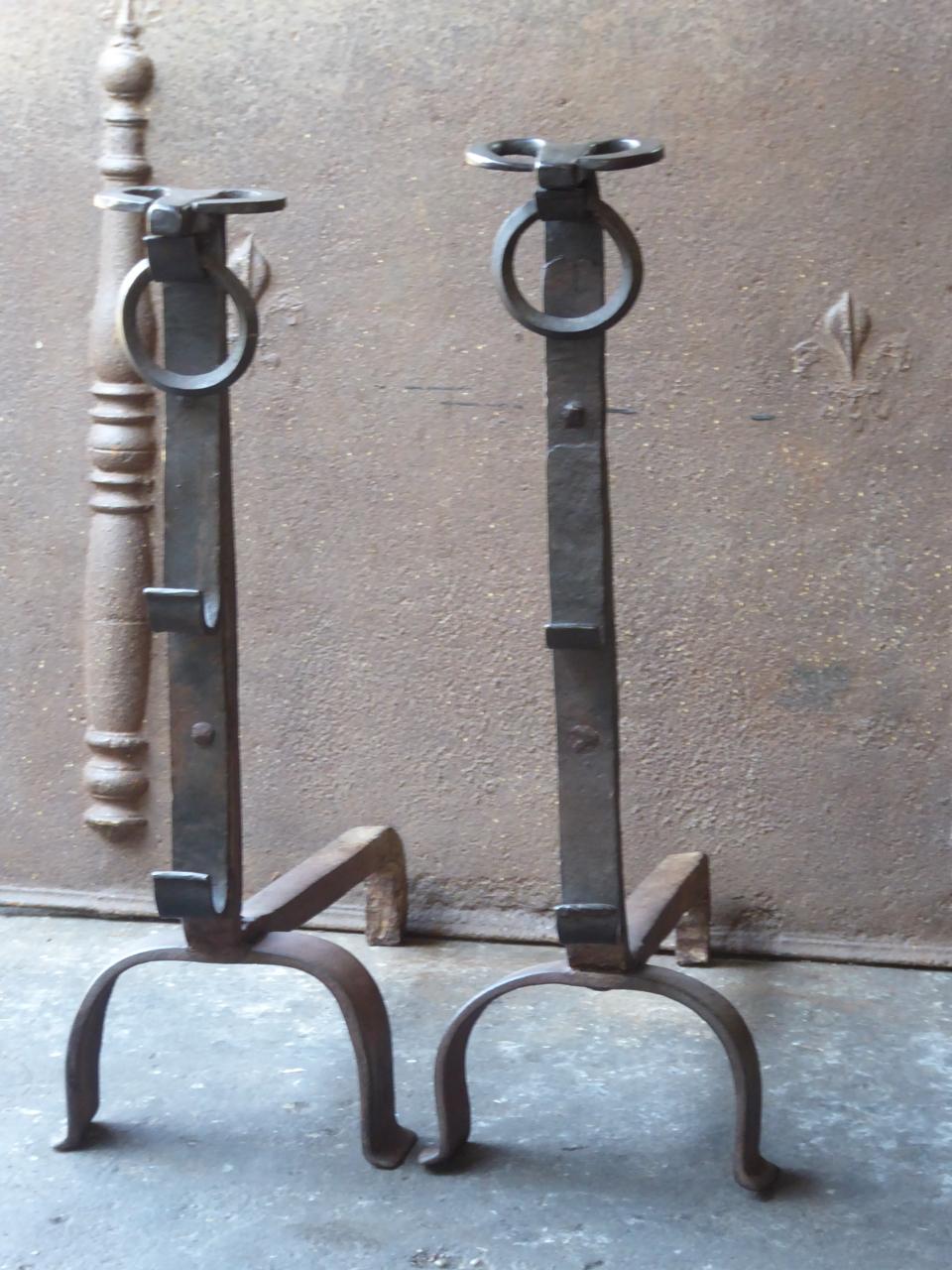 19th Century French Gothic Style Andirons or Firedogs In Good Condition For Sale In Soest, NL