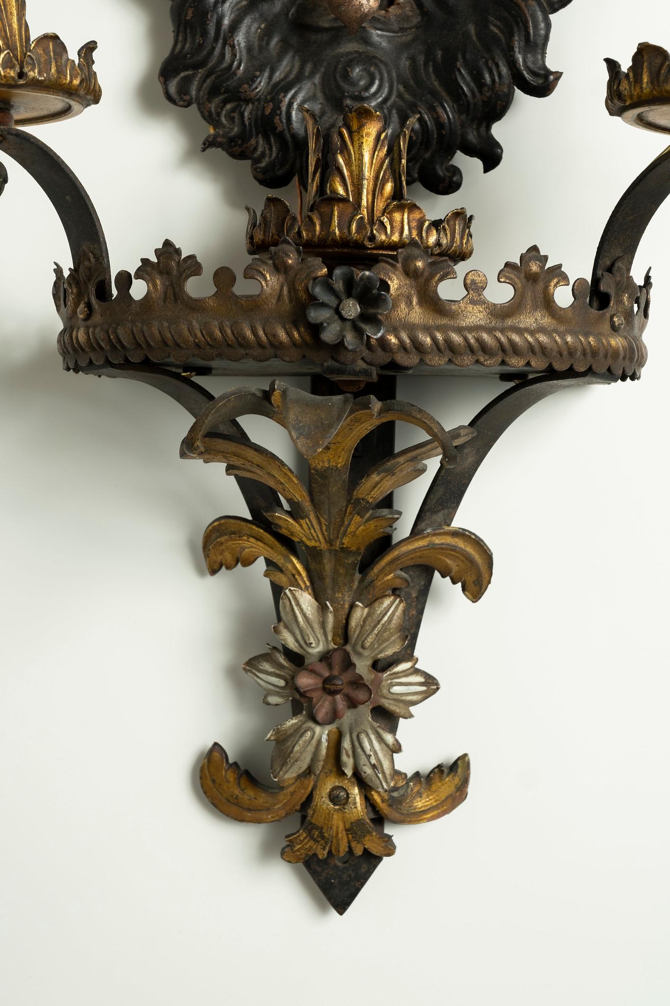 19th Century French Gothic Style Sconces In Good Condition In Houston, TX