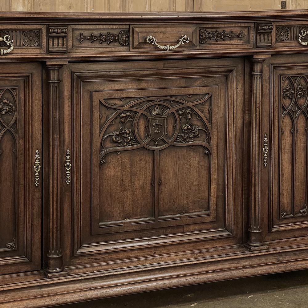 19th Century French Gothic Walnut Buffet For Sale 4