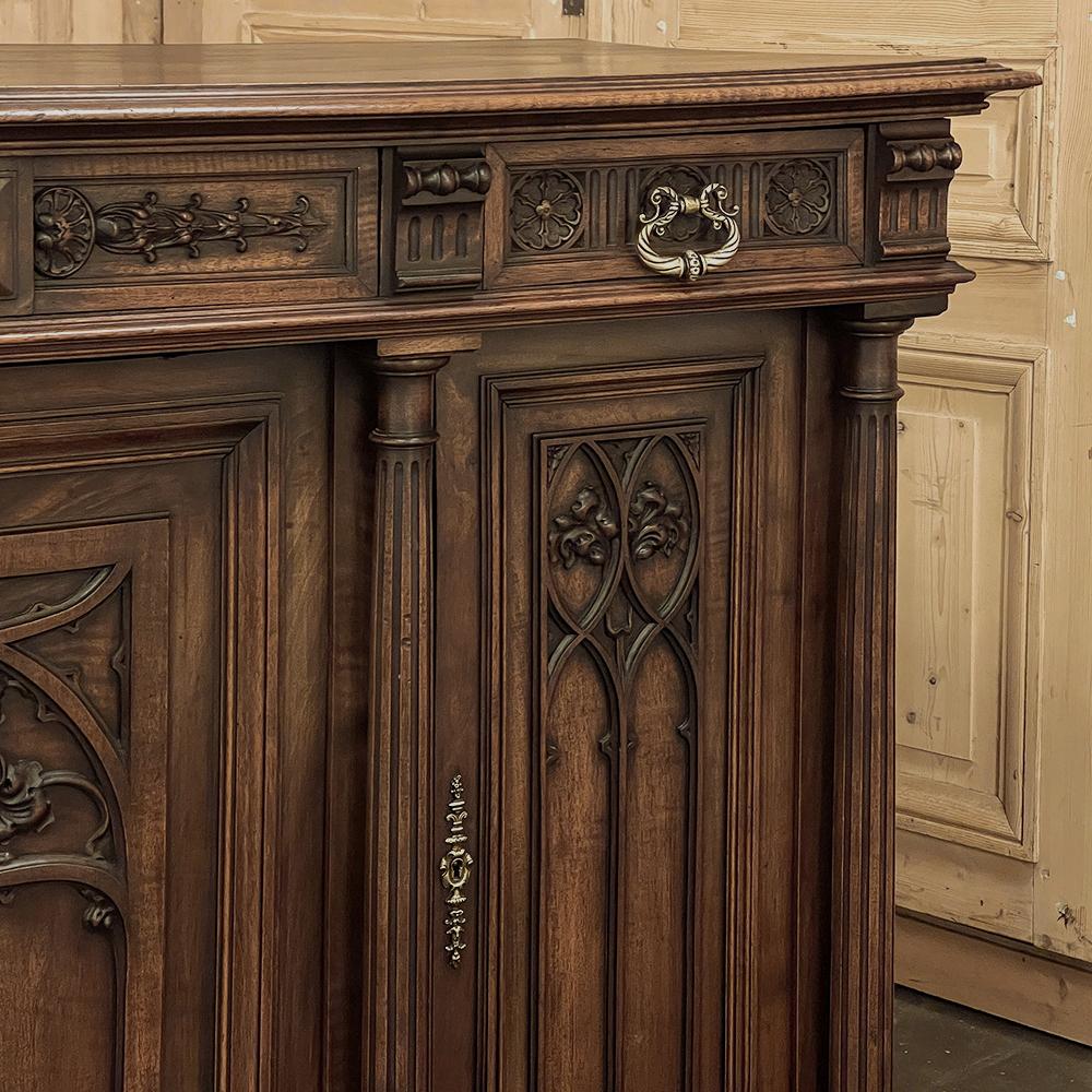 19th Century French Gothic Walnut Buffet For Sale 5