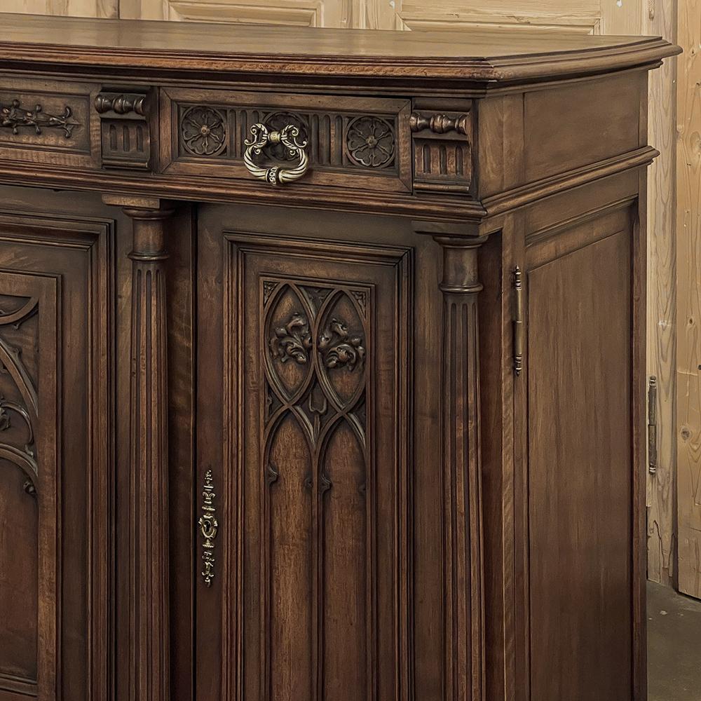 19th Century French Gothic Walnut Buffet For Sale 9