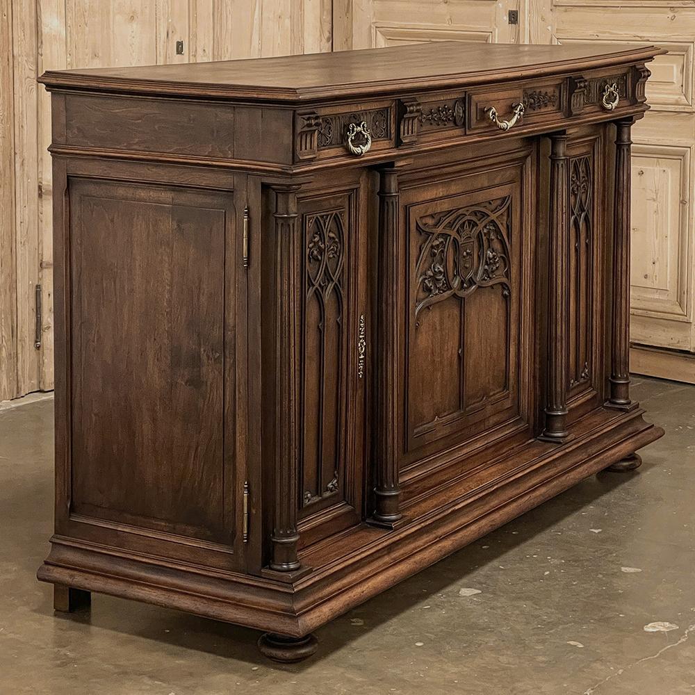 19th Century French Gothic Walnut Buffet For Sale 12