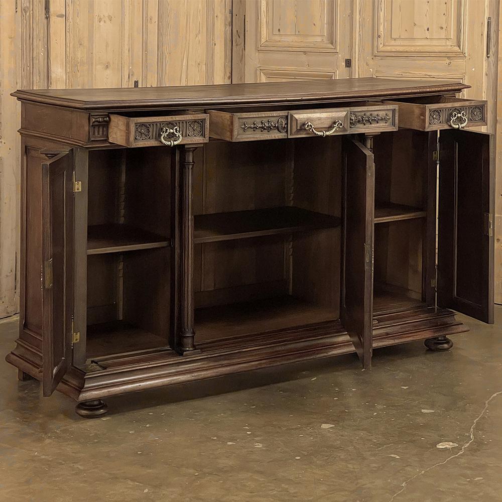 19th Century French Gothic Walnut Buffet In Good Condition For Sale In Dallas, TX