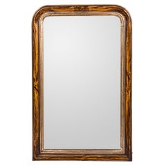 Miroir Louis Philippe du 19e siècle en bois de rose peint en Grain et feuilles d'argent