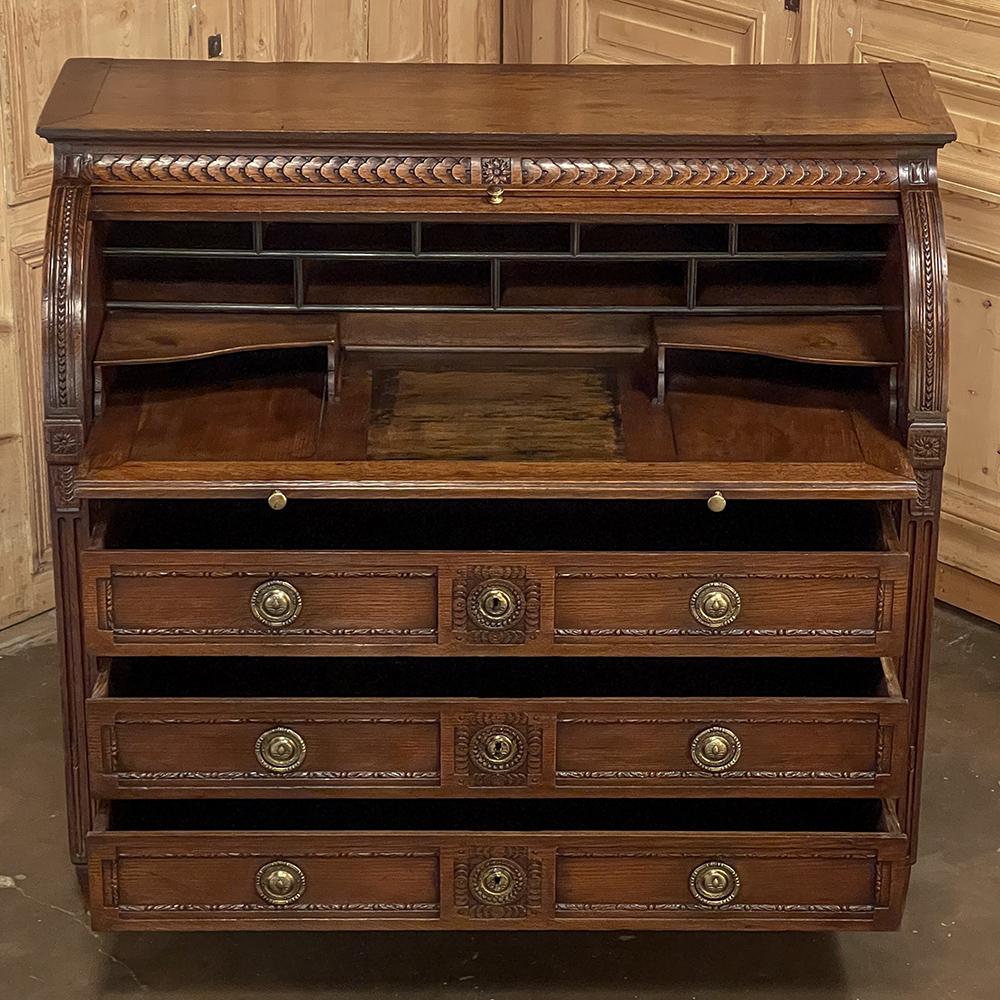 Bronze 19th Century French Grand Louis XVI Cylinder Desk For Sale