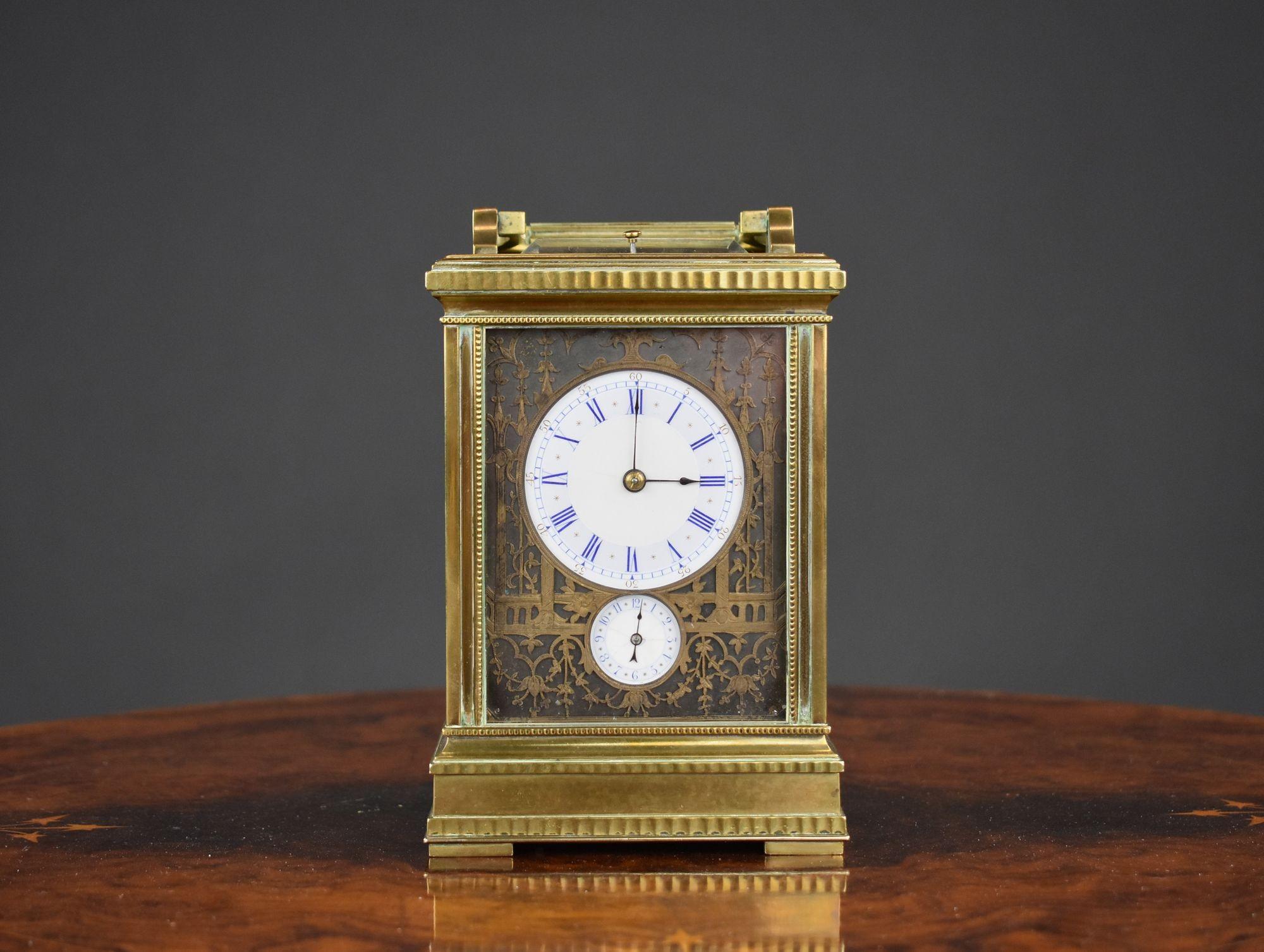 Brass 19th Century French Grand Sonnerie Carriage Clock, Hunt & Roskell For Sale