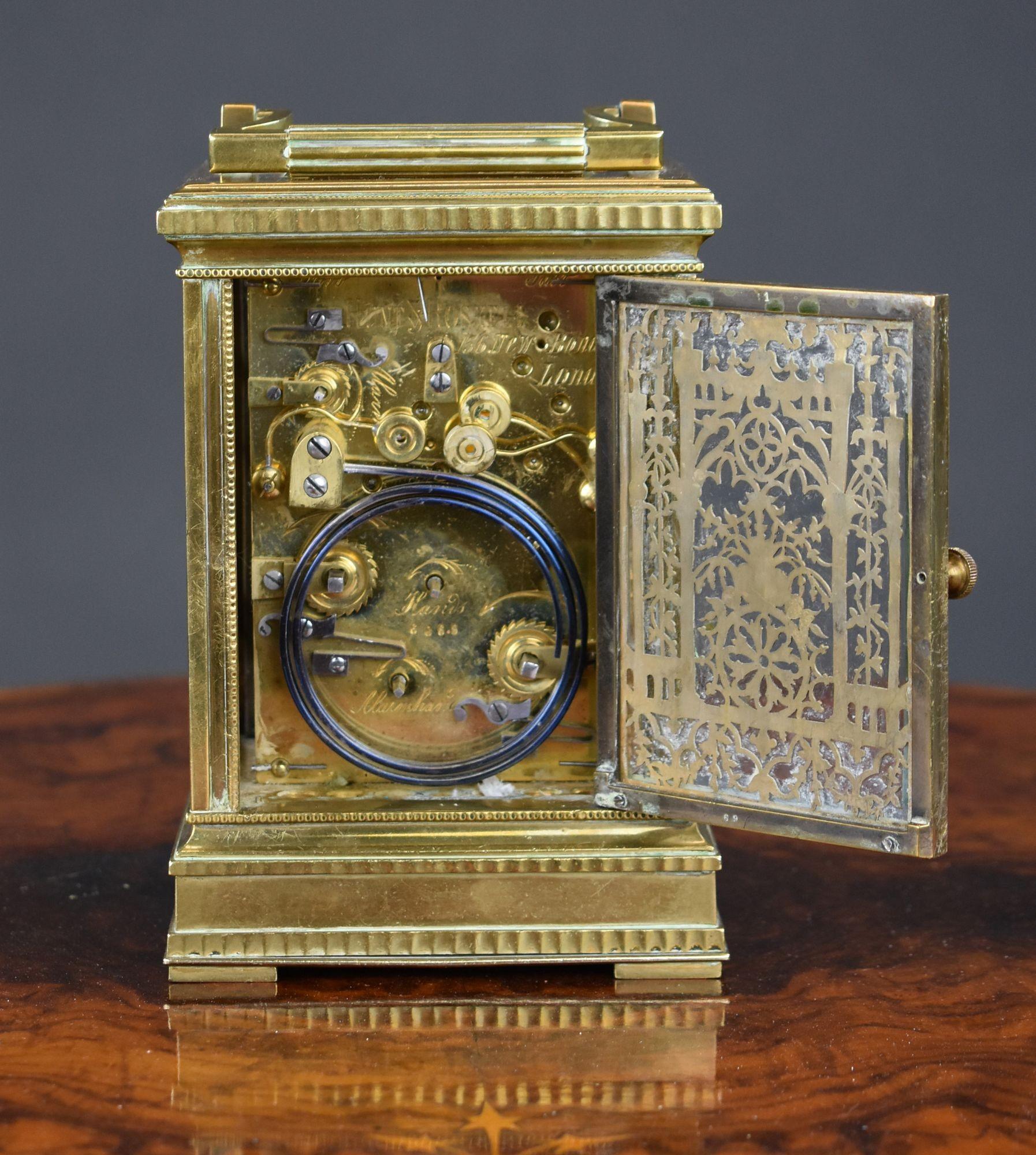 19th Century French Grand Sonnerie Carriage Clock, Hunt & Roskell For Sale 4