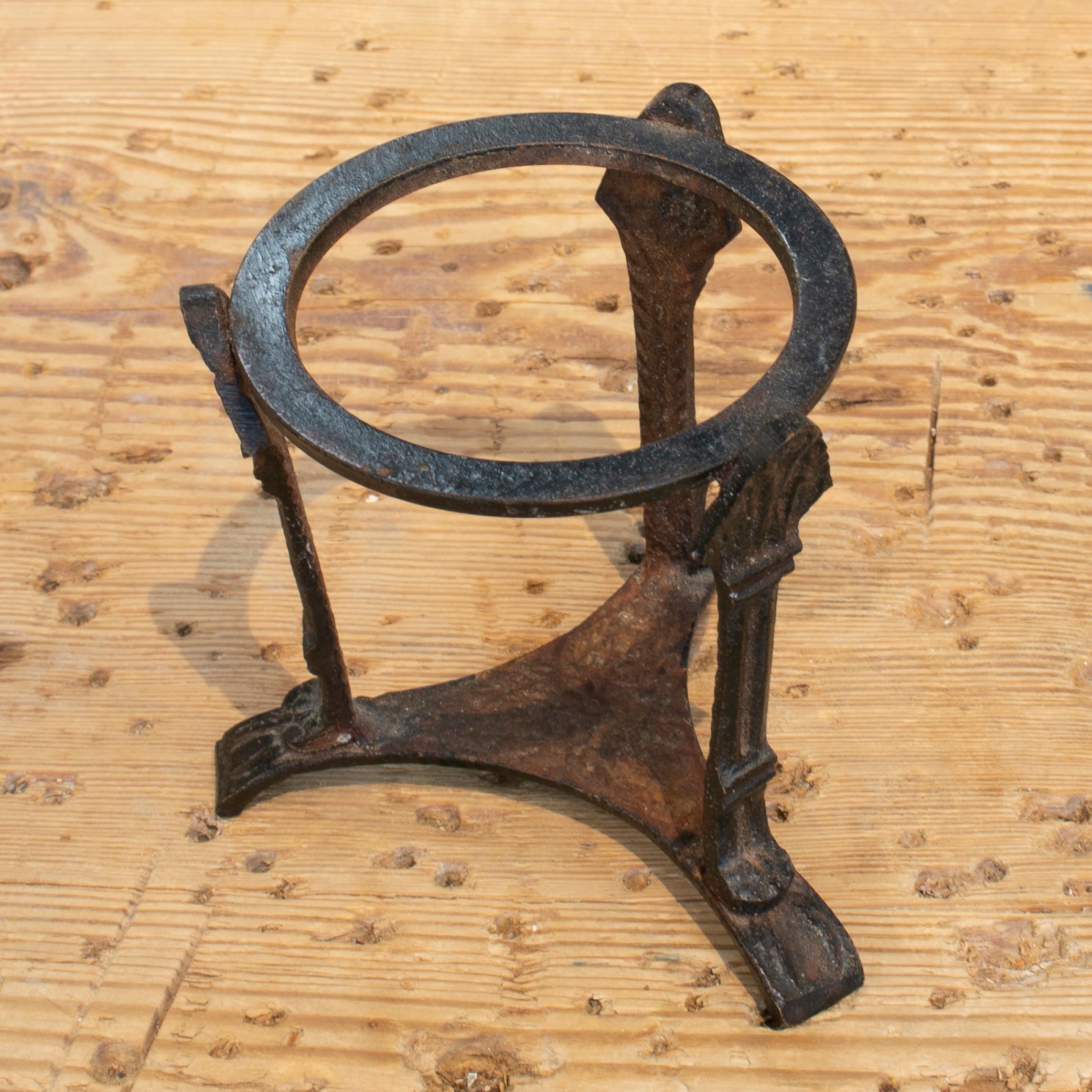 19th Century French Grand Tour Crystal Ball with Iron Base Stand 4