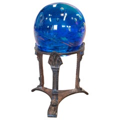 19th Century French Grand Tour Crystal Ball with Iron Base Stand