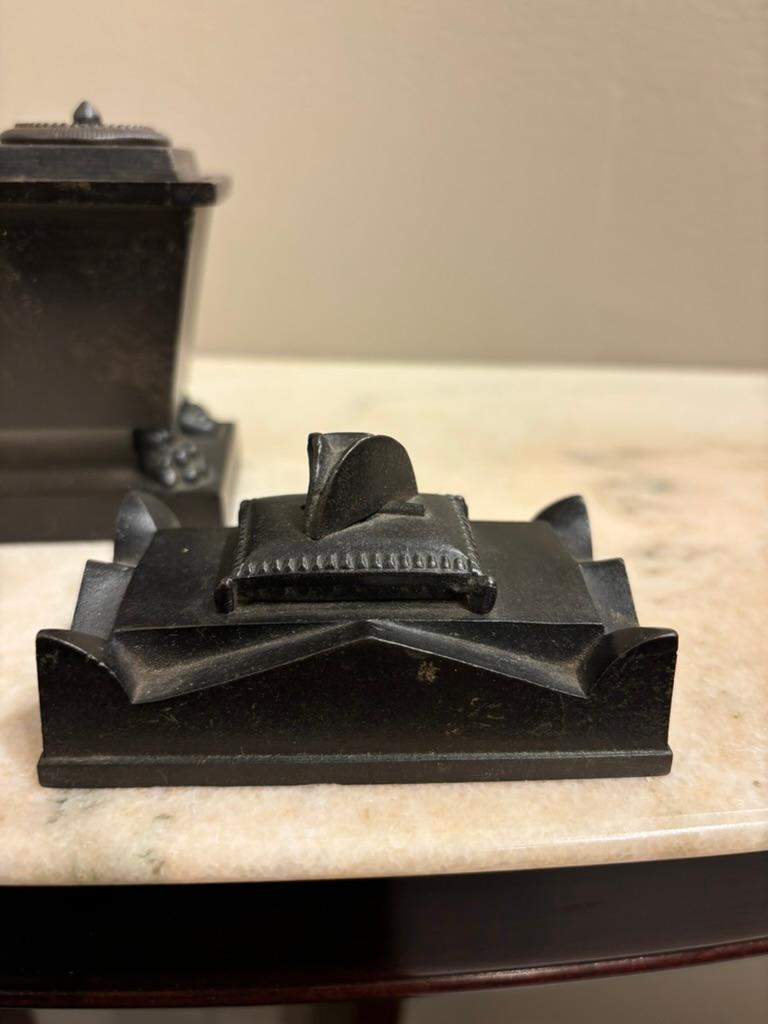 19th Century French Grand Tour Patinated Iron Napoleon’s Tomb Inkwell For Sale 14