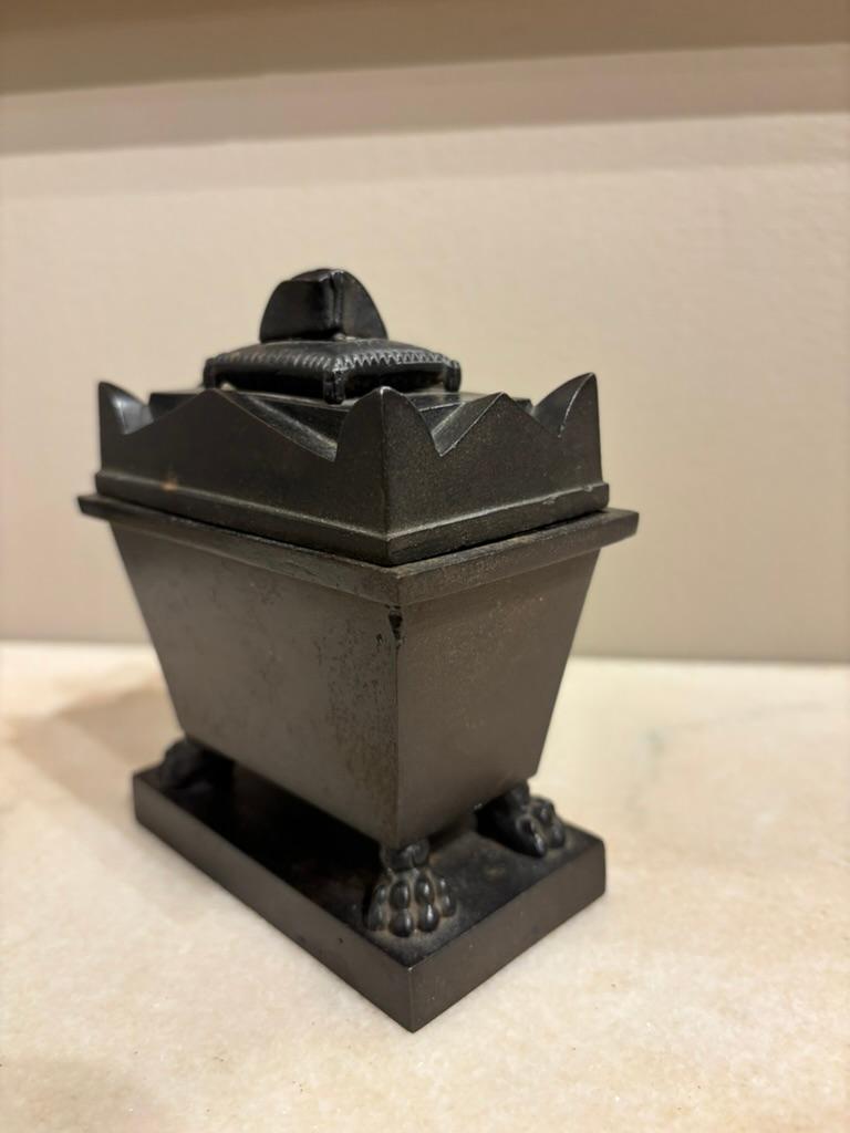19th Century French Grand Tour Patinated Iron Napoleon’s Tomb Inkwell For Sale 2