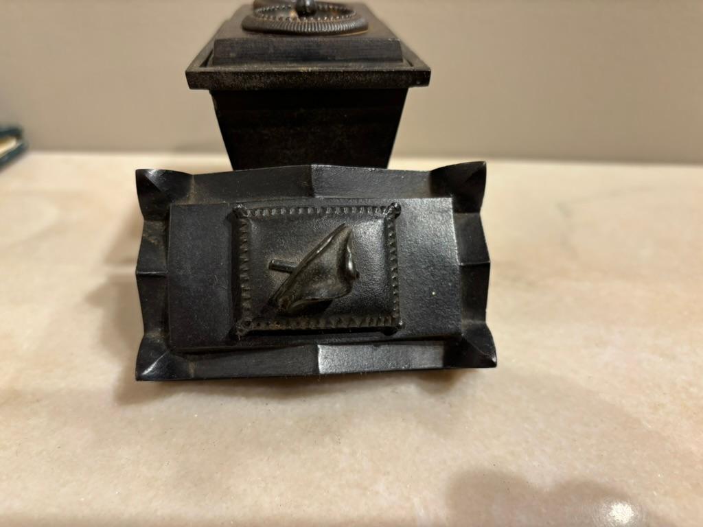 19th Century French Grand Tour Patinated Iron Napoleon’s Tomb Inkwell For Sale 5