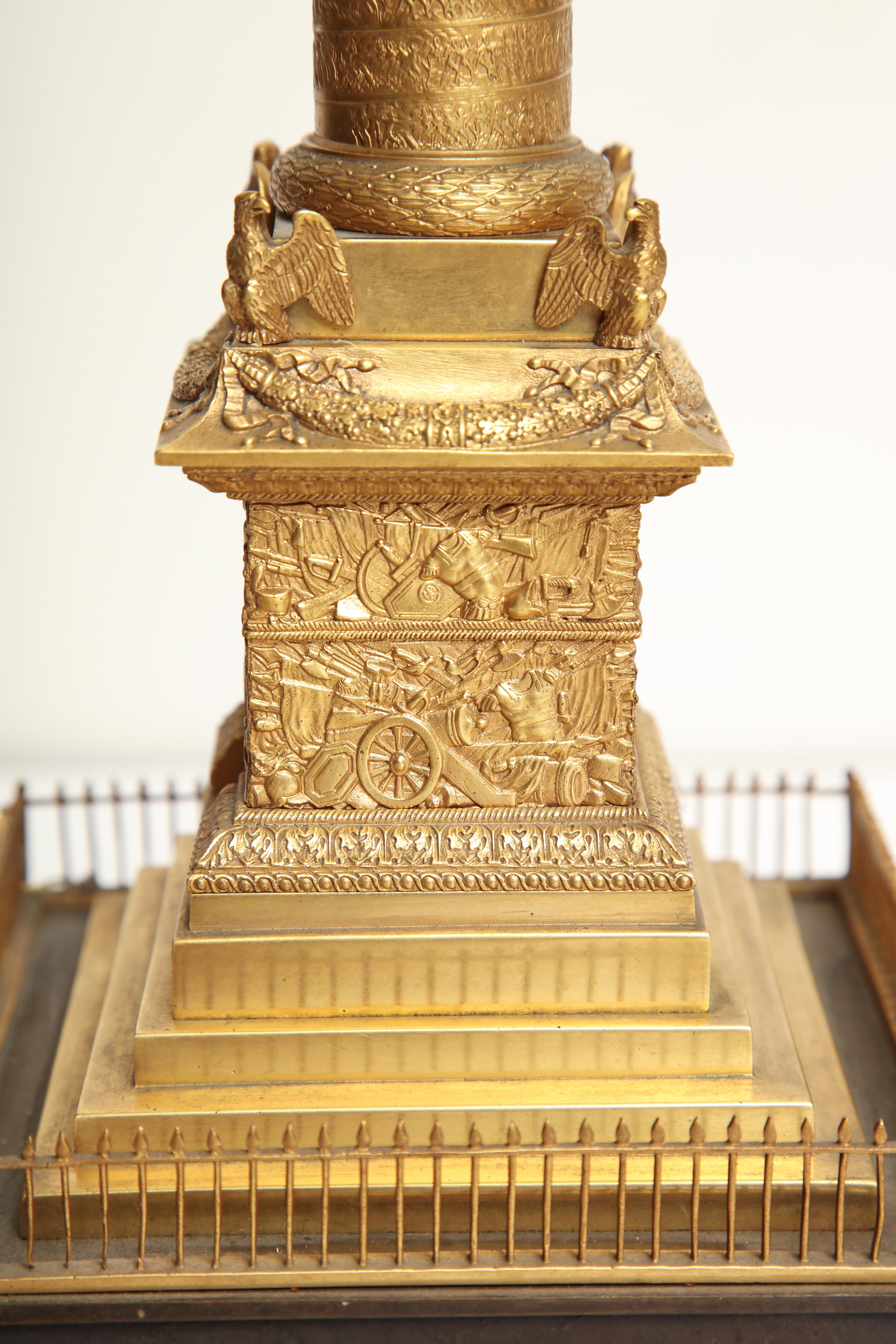 19th Century French, Grand Tour Place Vendome Column in Gilt Bronze For Sale 10