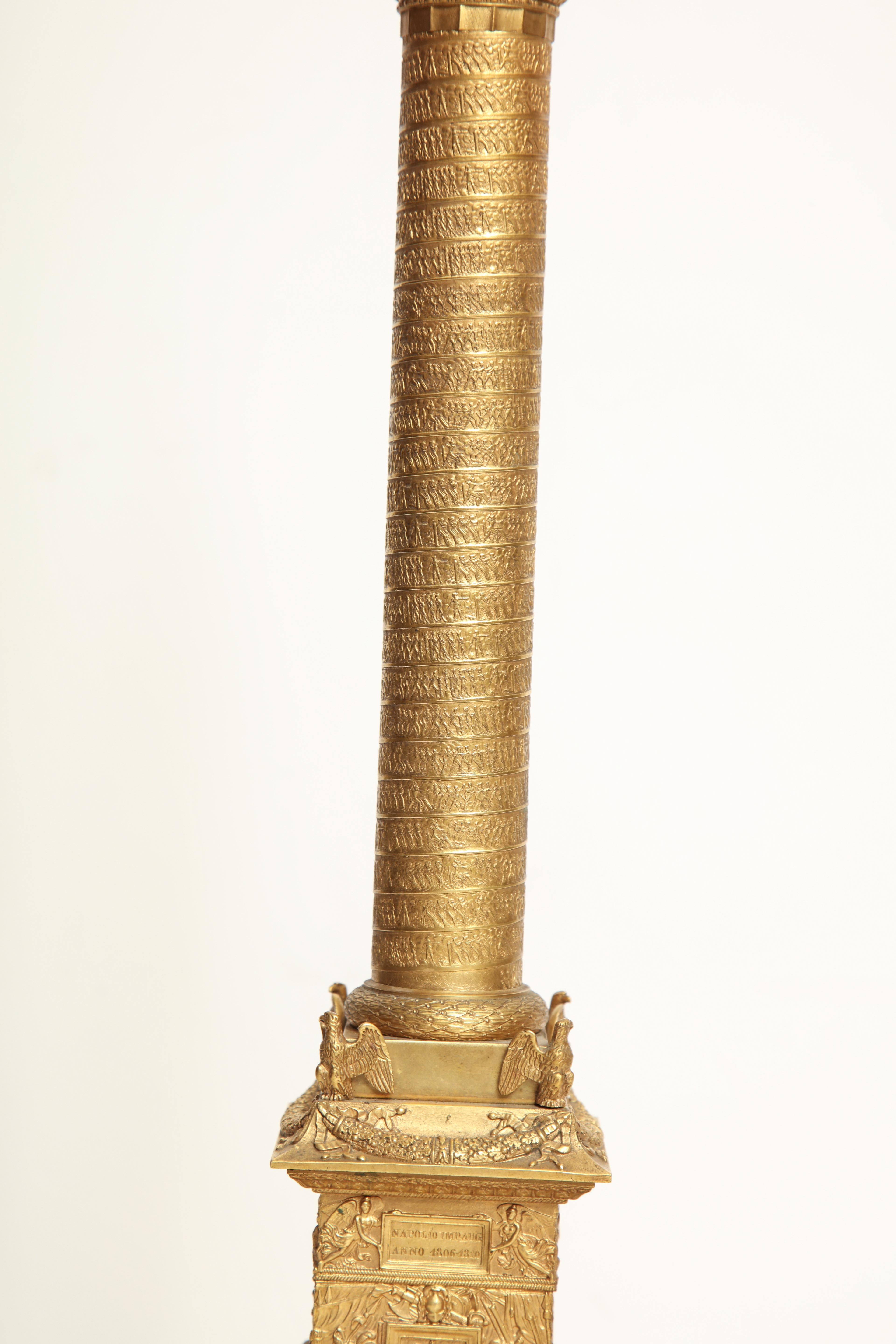 19th Century French, Grand Tour Place Vendome Column in Gilt Bronze For Sale 1