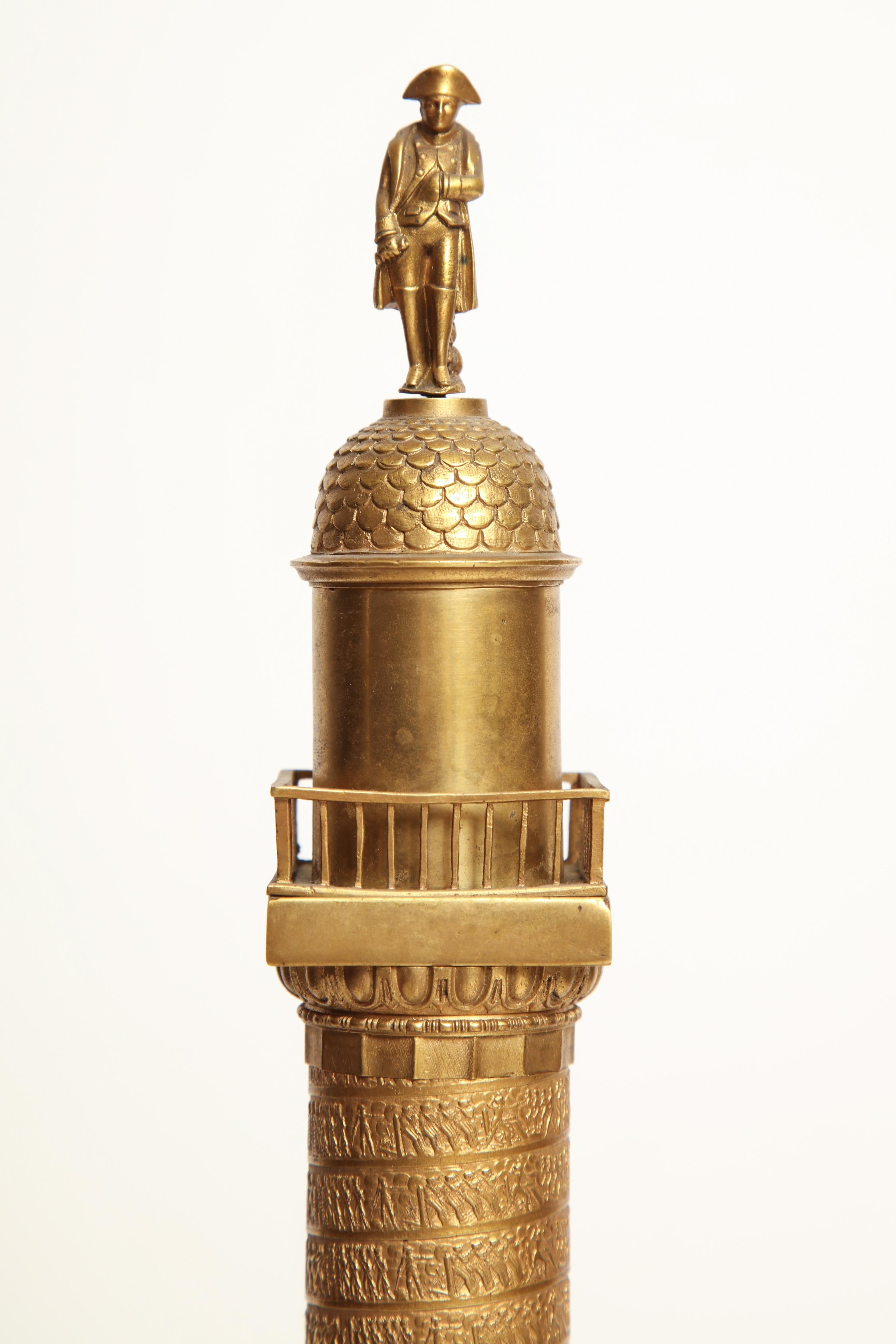 19th Century French, Grand Tour Place Vendome Column in Gilt Bronze For Sale 2