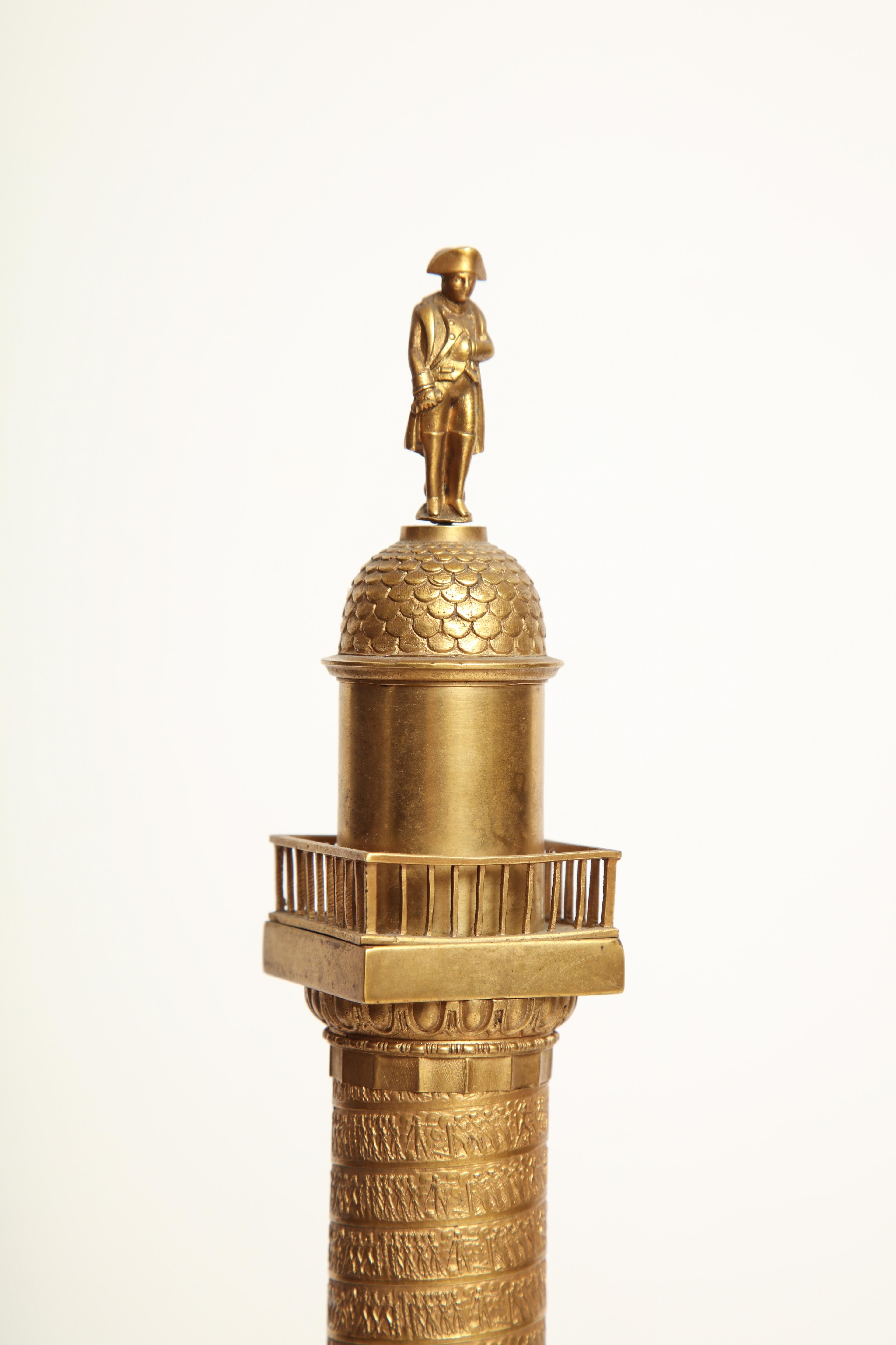 19th Century French, Grand Tour Place Vendome Column in Gilt Bronze For Sale 3
