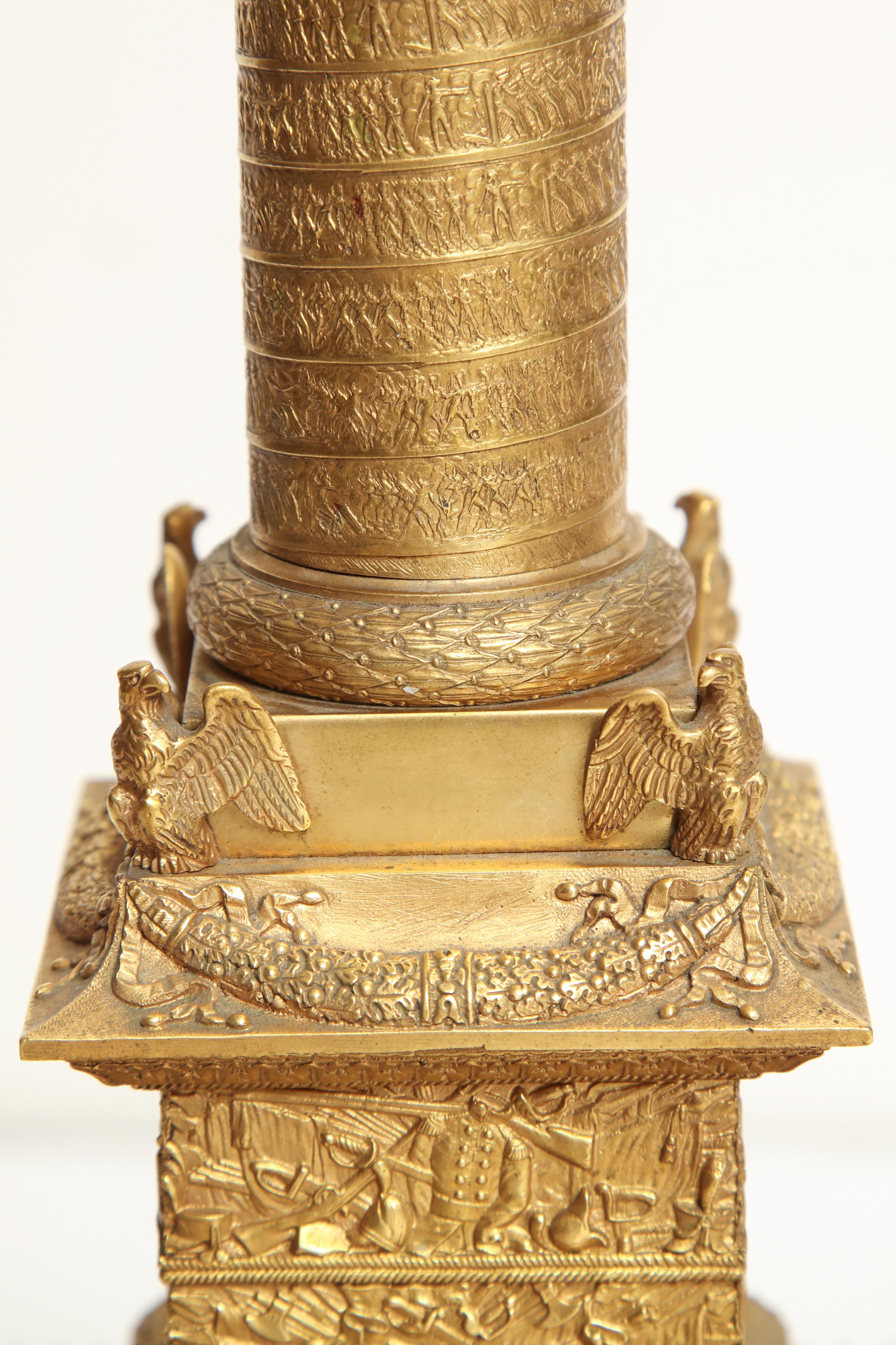 19th Century French, Grand Tour Place Vendome Column in Gilt Bronze For Sale 6