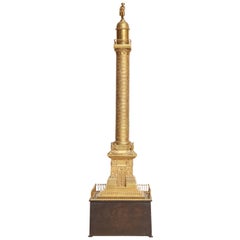 19th Century French, Grand Tour Place Vendome Column in Gilt Bronze