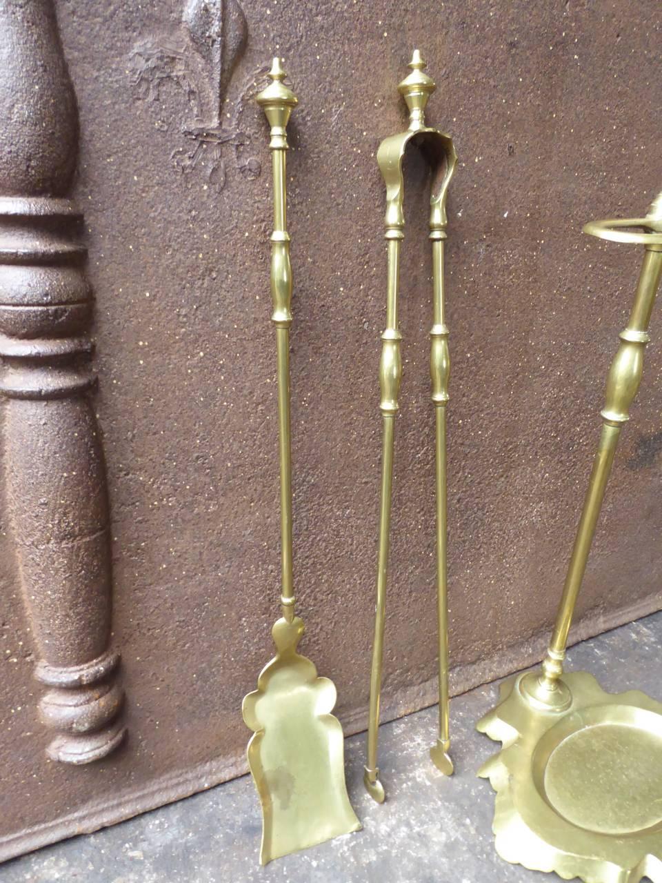 Brass 19th Century French 'Grandry Fils' Fireplace Tools or Fire Tools