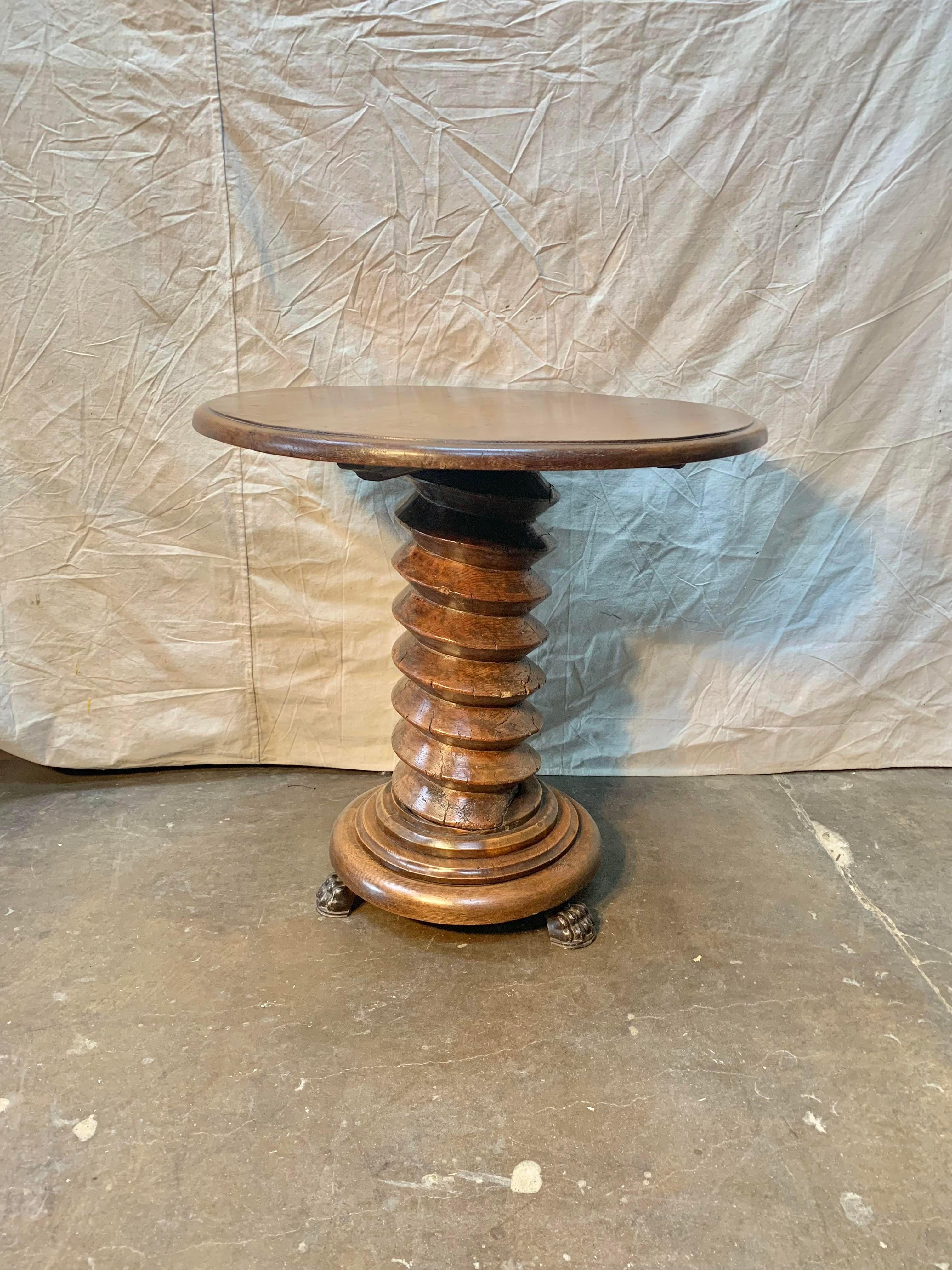 19th Century French Grape Press Pedestal Side Table 7
