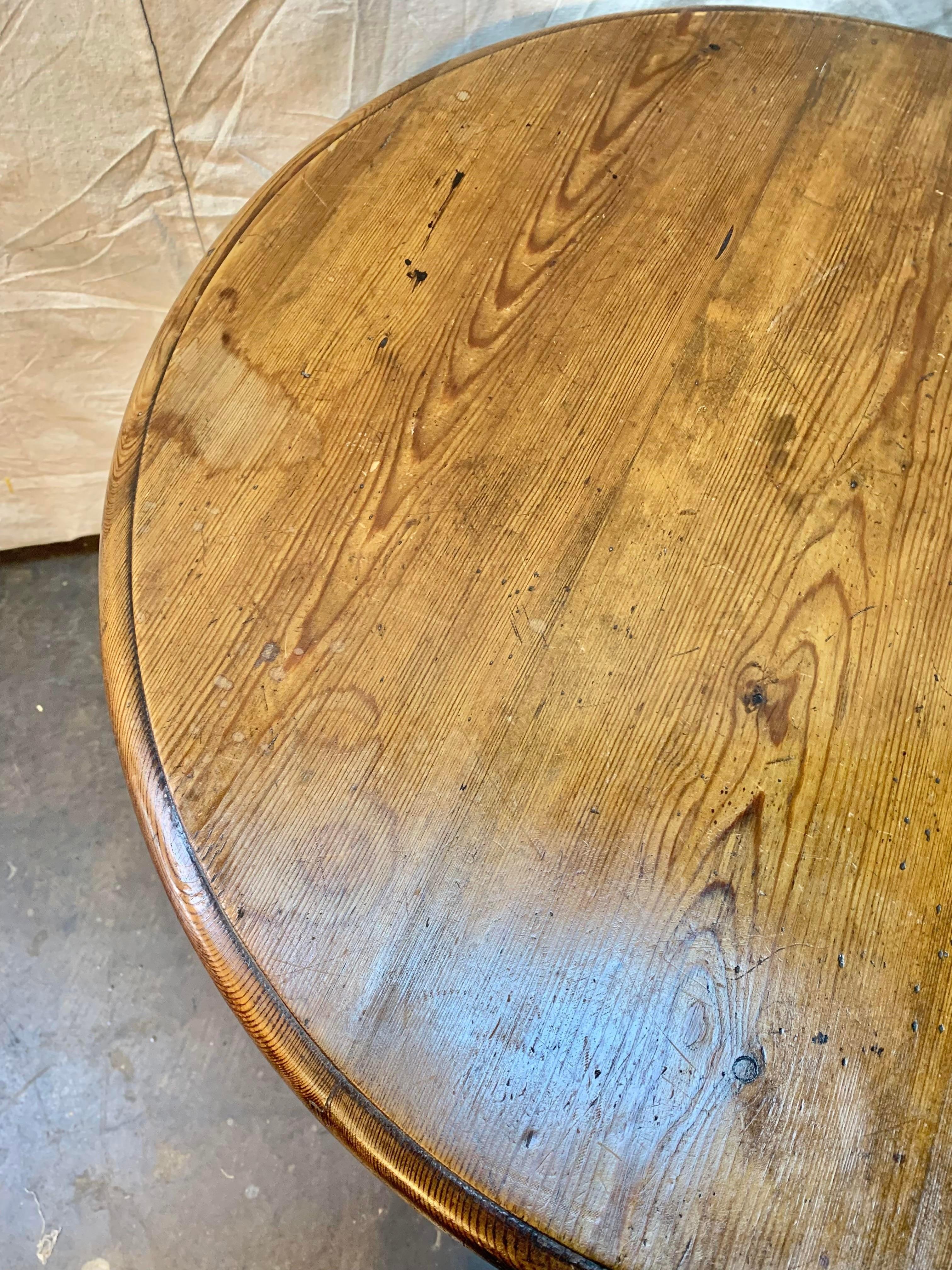 Iron 19th Century French Grape Press Pedestal Side Table