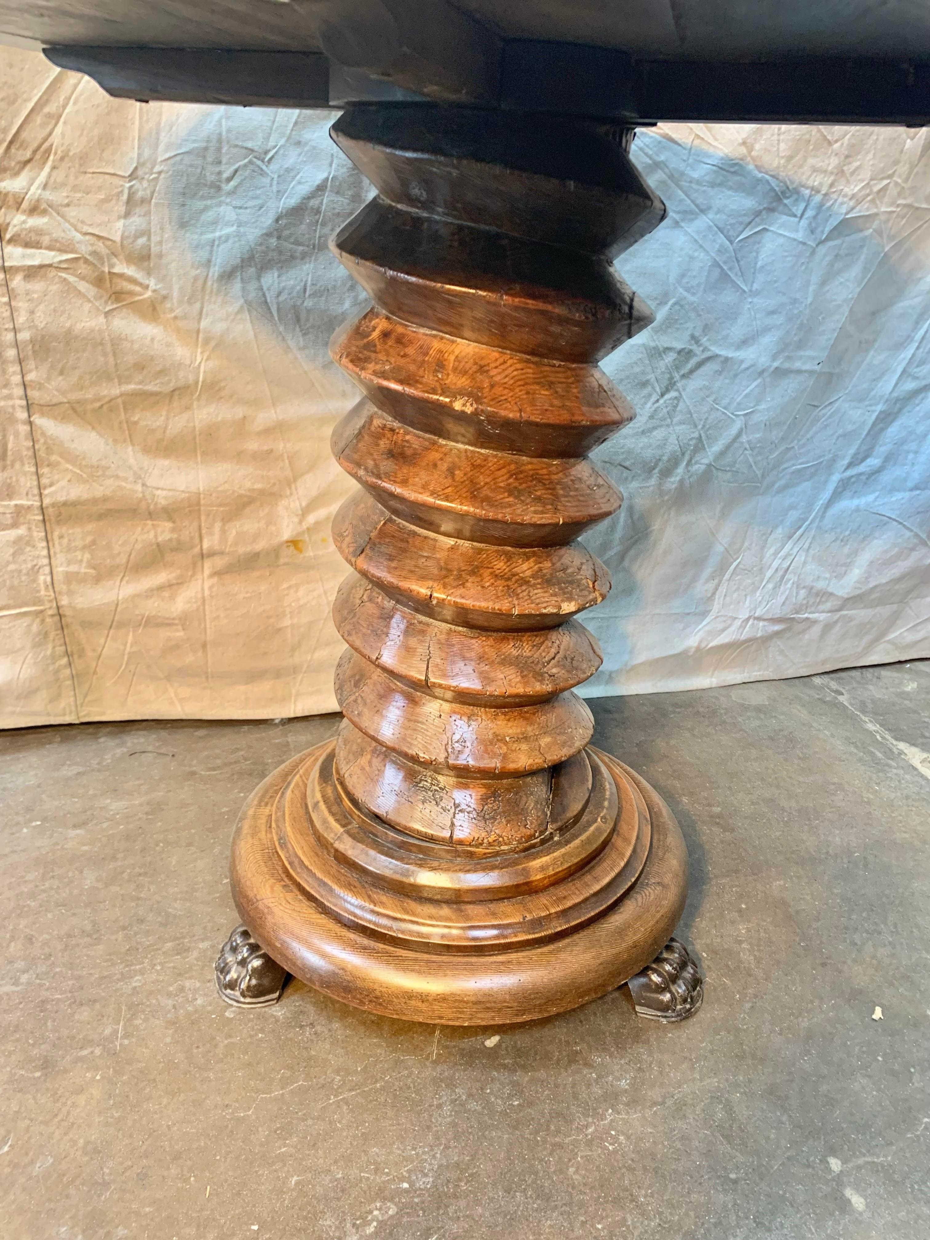 19th Century French Grape Press Pedestal Side Table 1