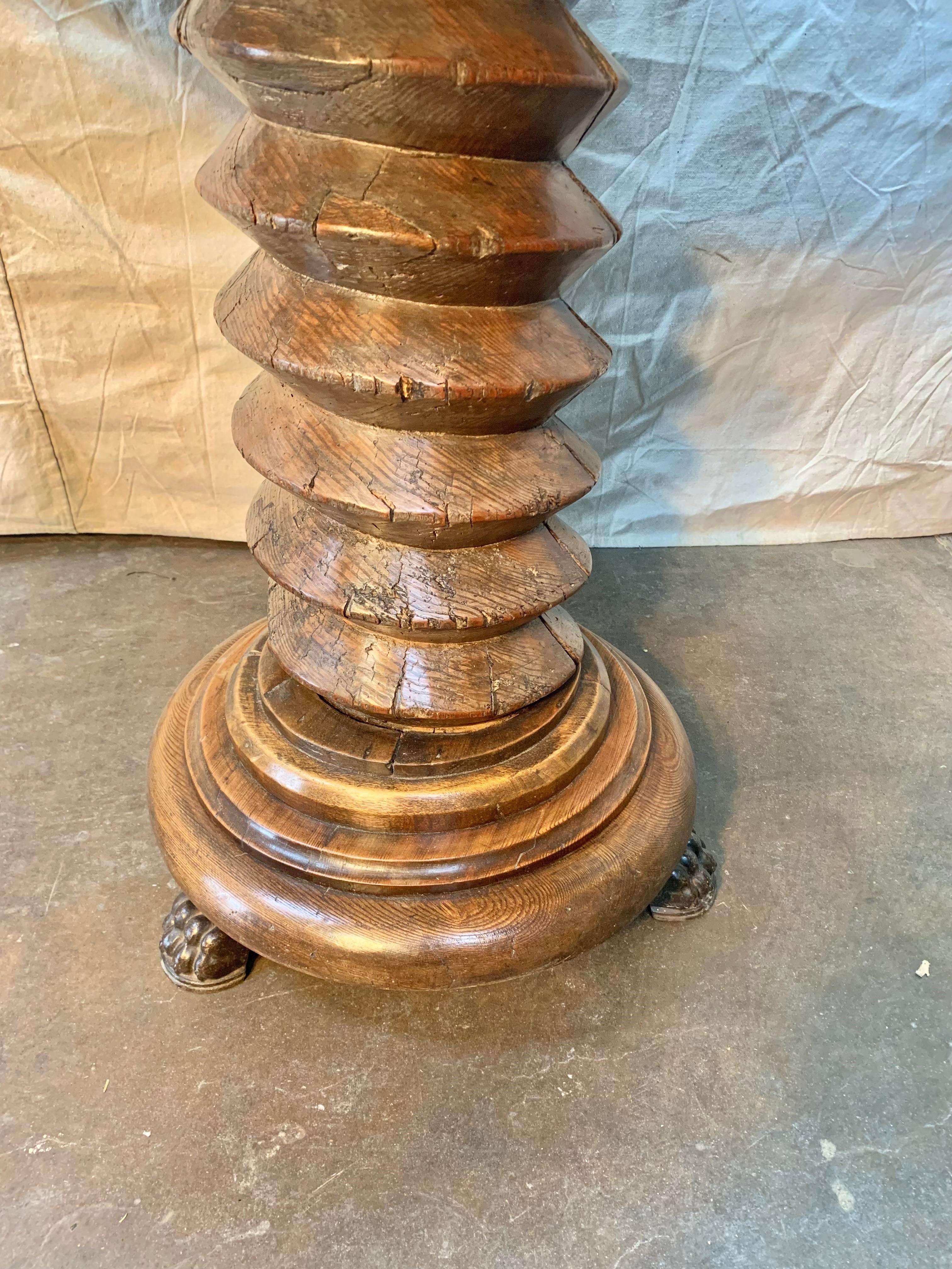 19th Century French Grape Press Pedestal Side Table 3