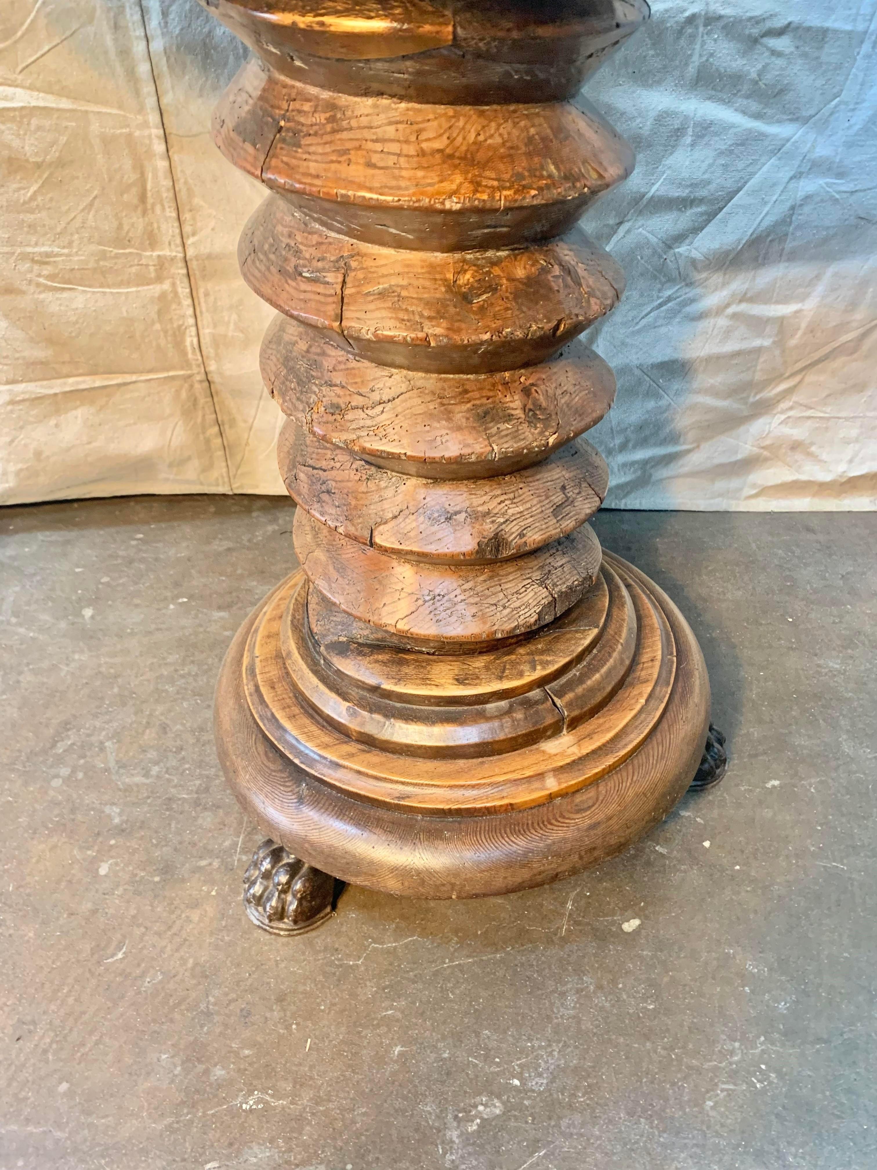 19th Century French Grape Press Pedestal Side Table 4