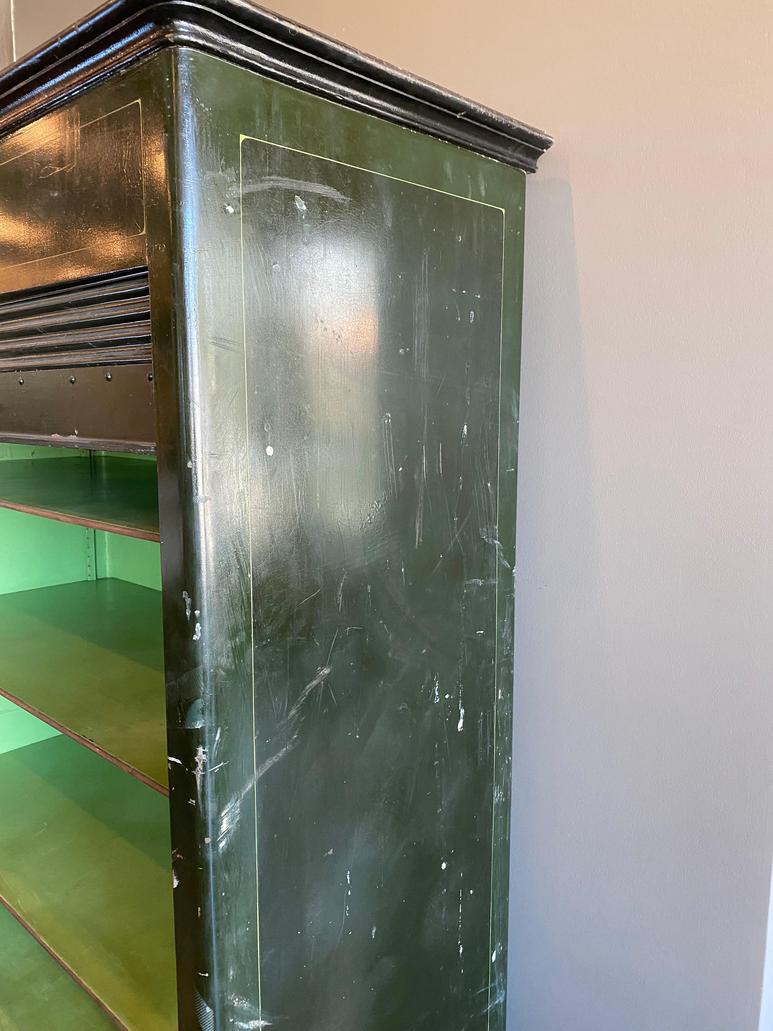 19th Century French Green Cabinet with Tambour Door by P. Haffner For Sale 4
