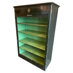 19th Century French Green Cabinet with Tambour Door by P. Haffner