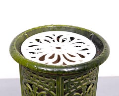 19th Century French Green Enameled Cast Iron Heater Stove