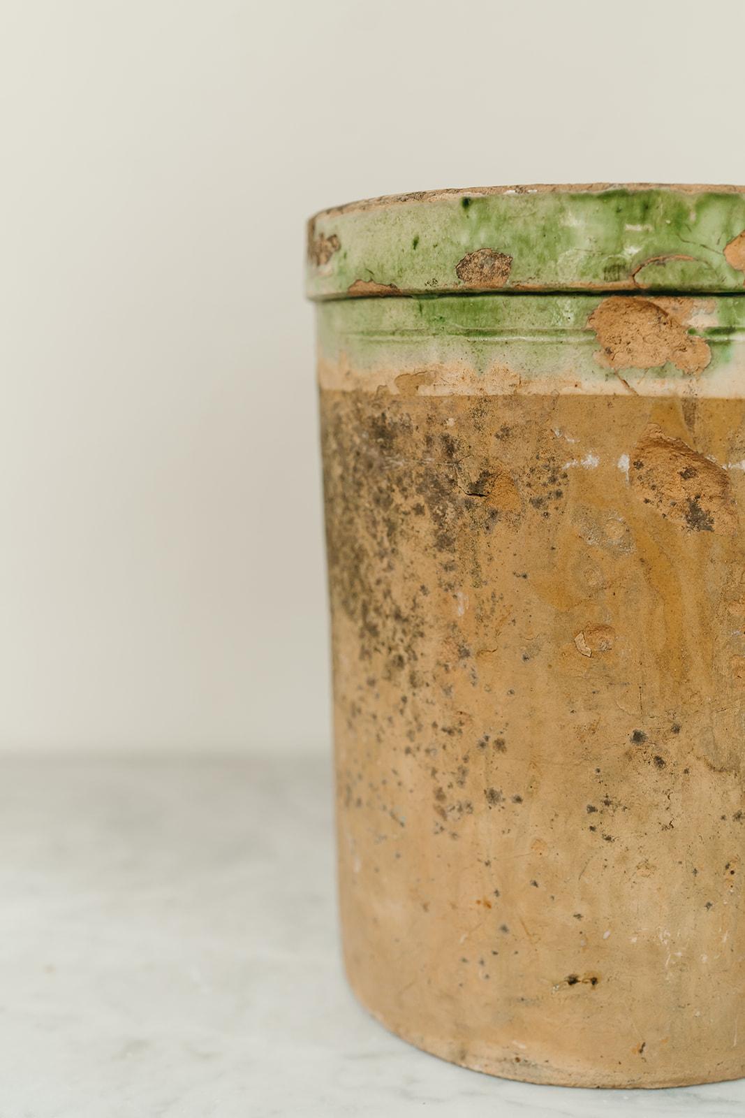 19th century French green glazed confit pot ... 1