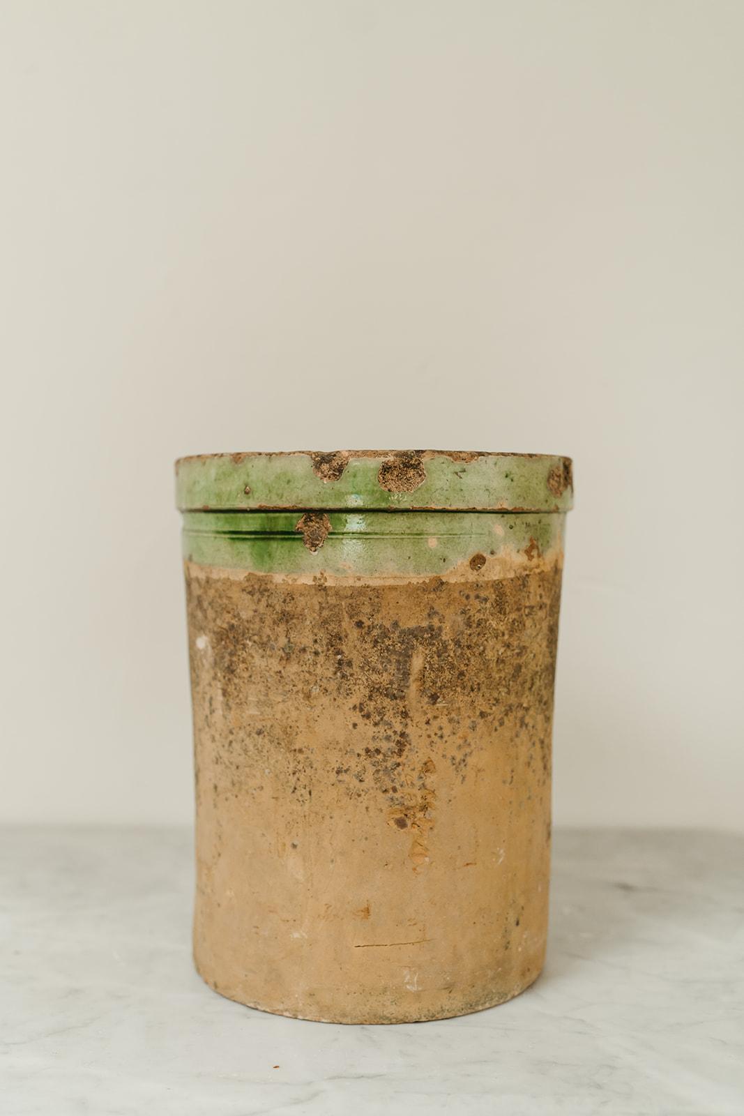 19th century French green glazed confit pot ...  For Sale 2