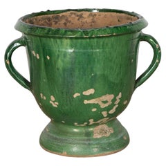 19th Century French Green Glazed Pot