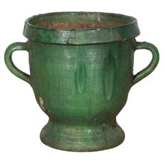 19th Century French Green Glazed Pot