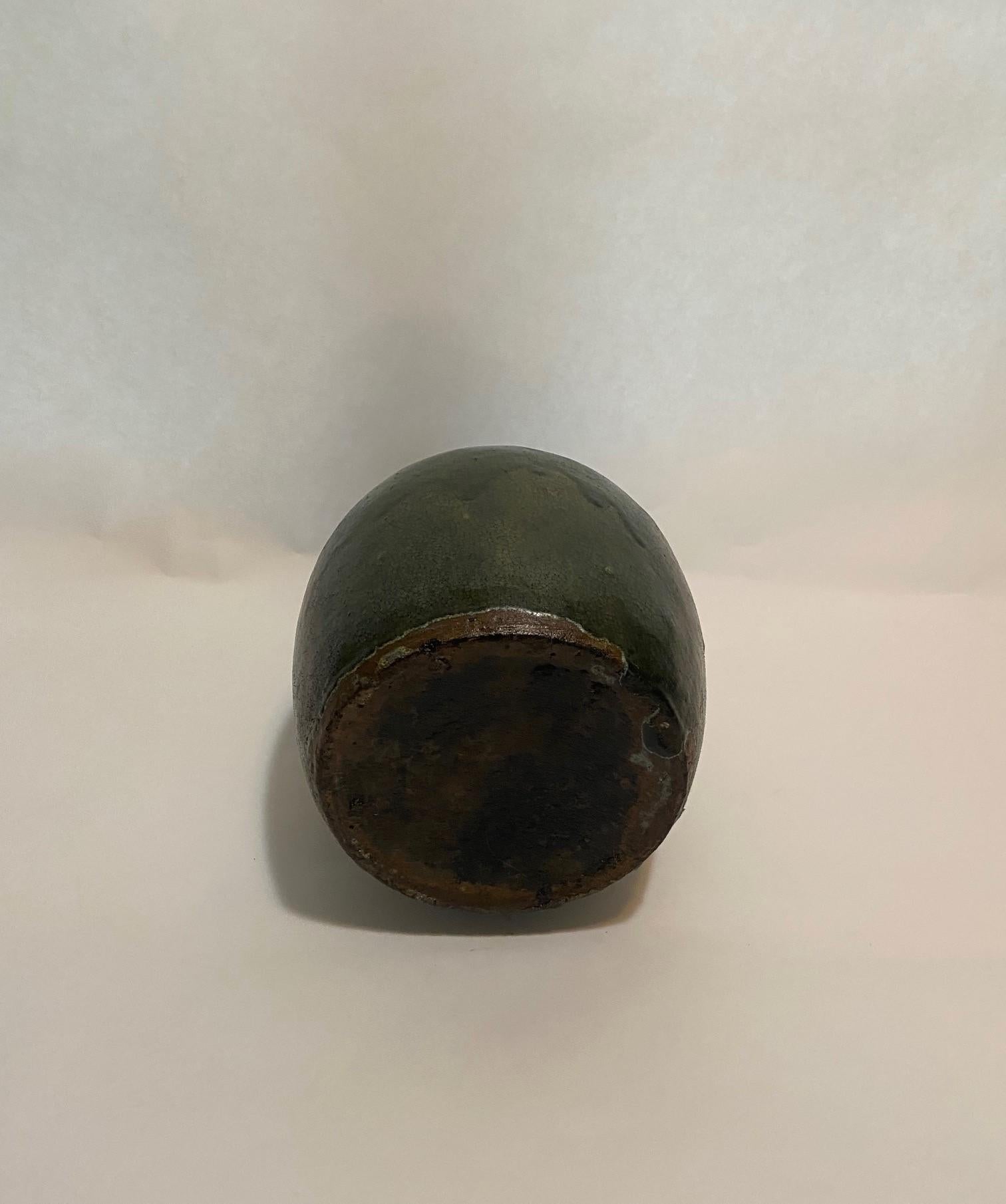 19th Century French Green Glazed Salt Pot 3