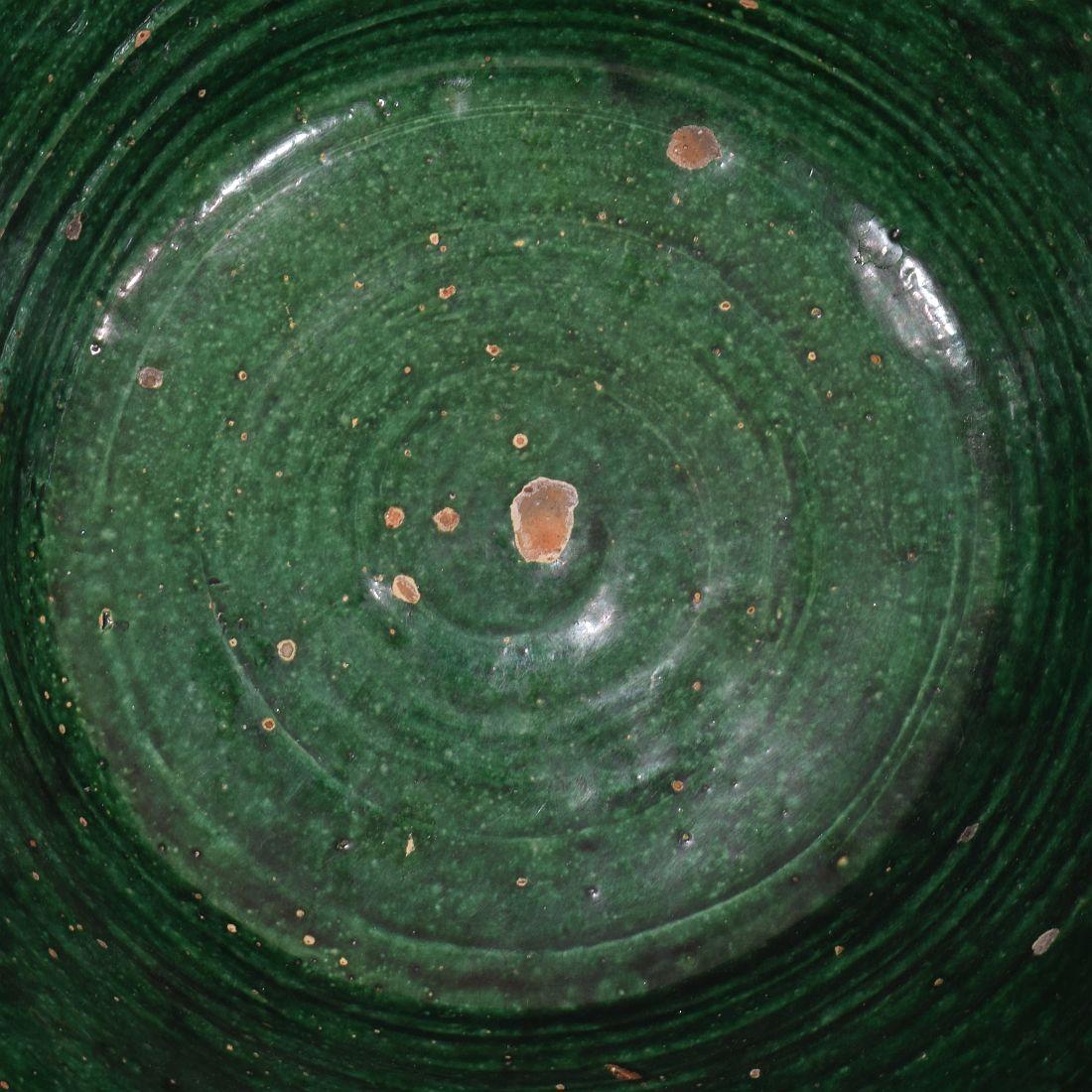 19th Century French Green Glazed Terracotta Dairy Bowl or Tian 2