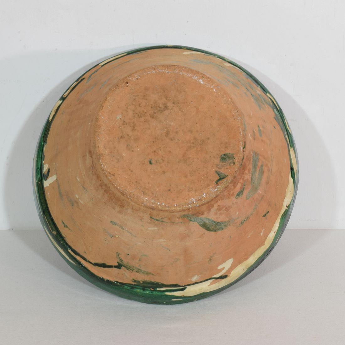 19th Century French Green Glazed Terracotta Dairy Bowl or Tian 3