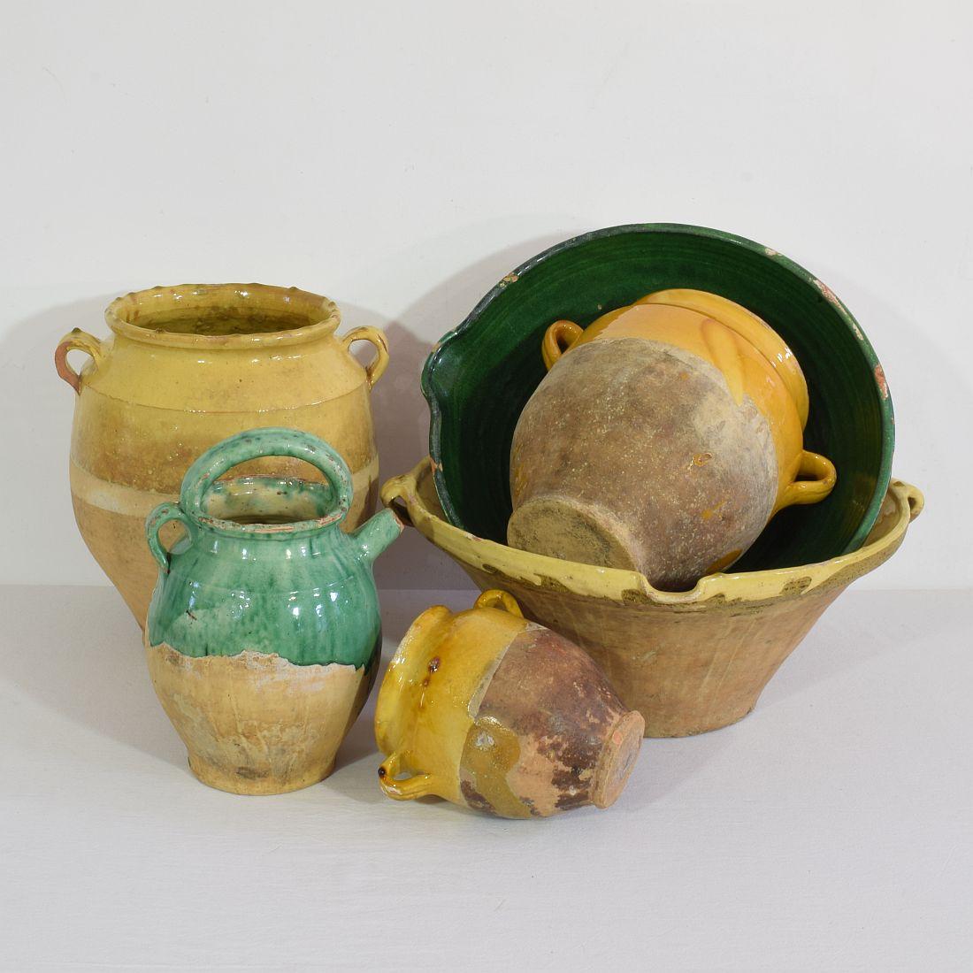 Ciotola da latte o Tian in terracotta verde smaltata francese del XIX secolo in vendita 1